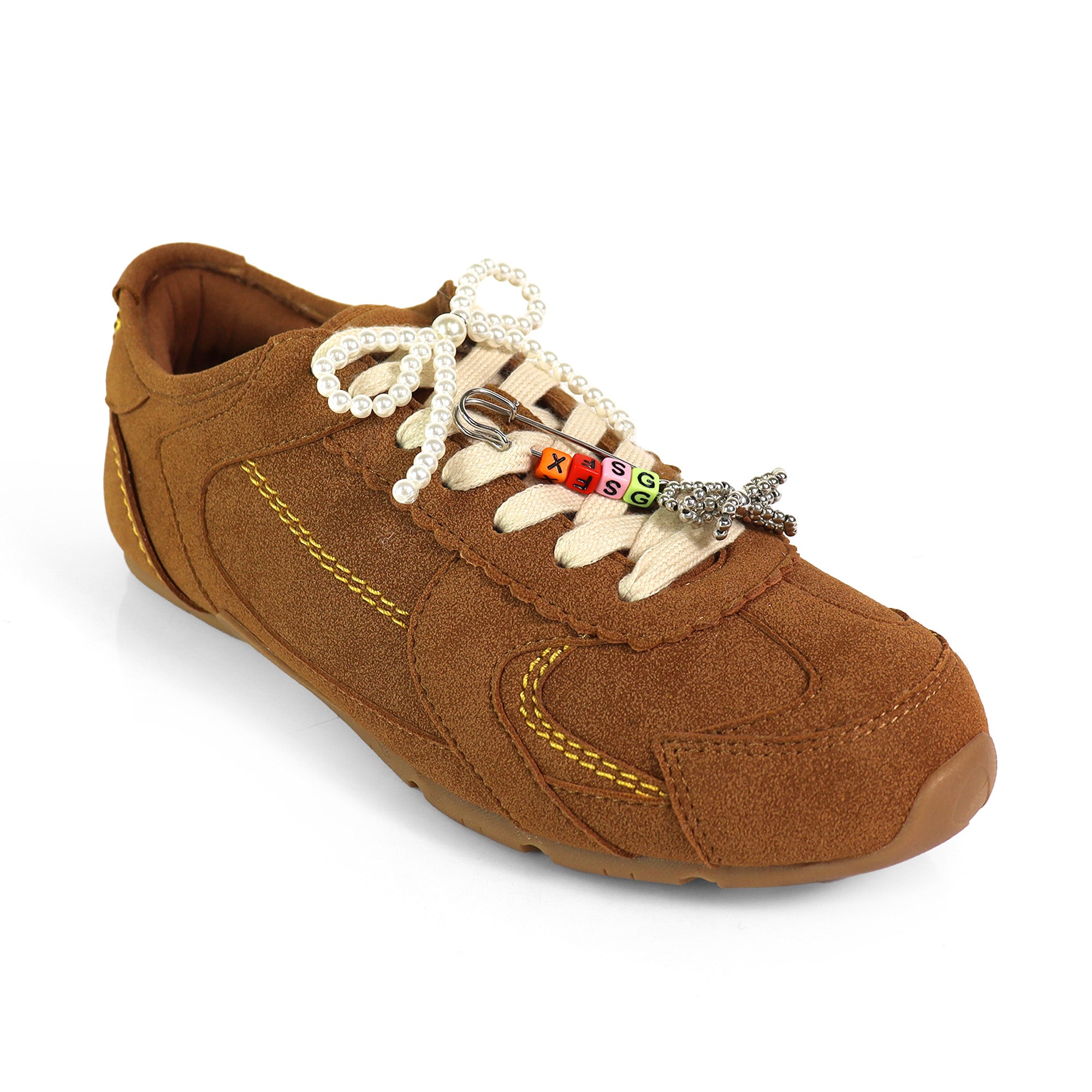 RIVEN-1 EMBELLISHED BOW KNOT CHARM BUNDLE W/ SNEAKER CAMEL