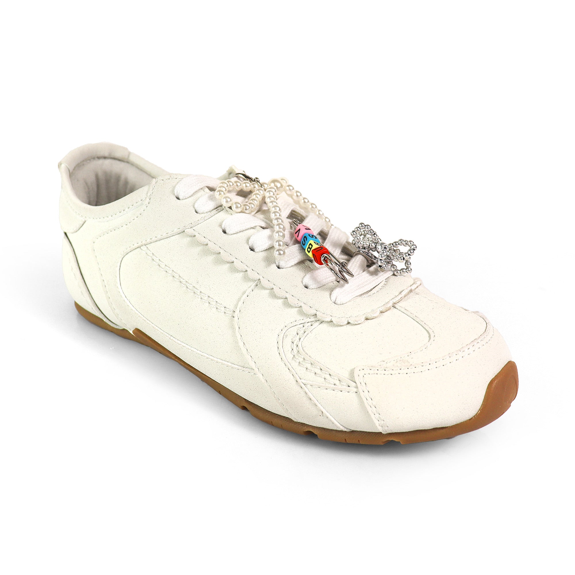 RIVEN-1 EMBELLISHED BOW KNOT CHARM BUNDLE W/ SNEAKER WHITE