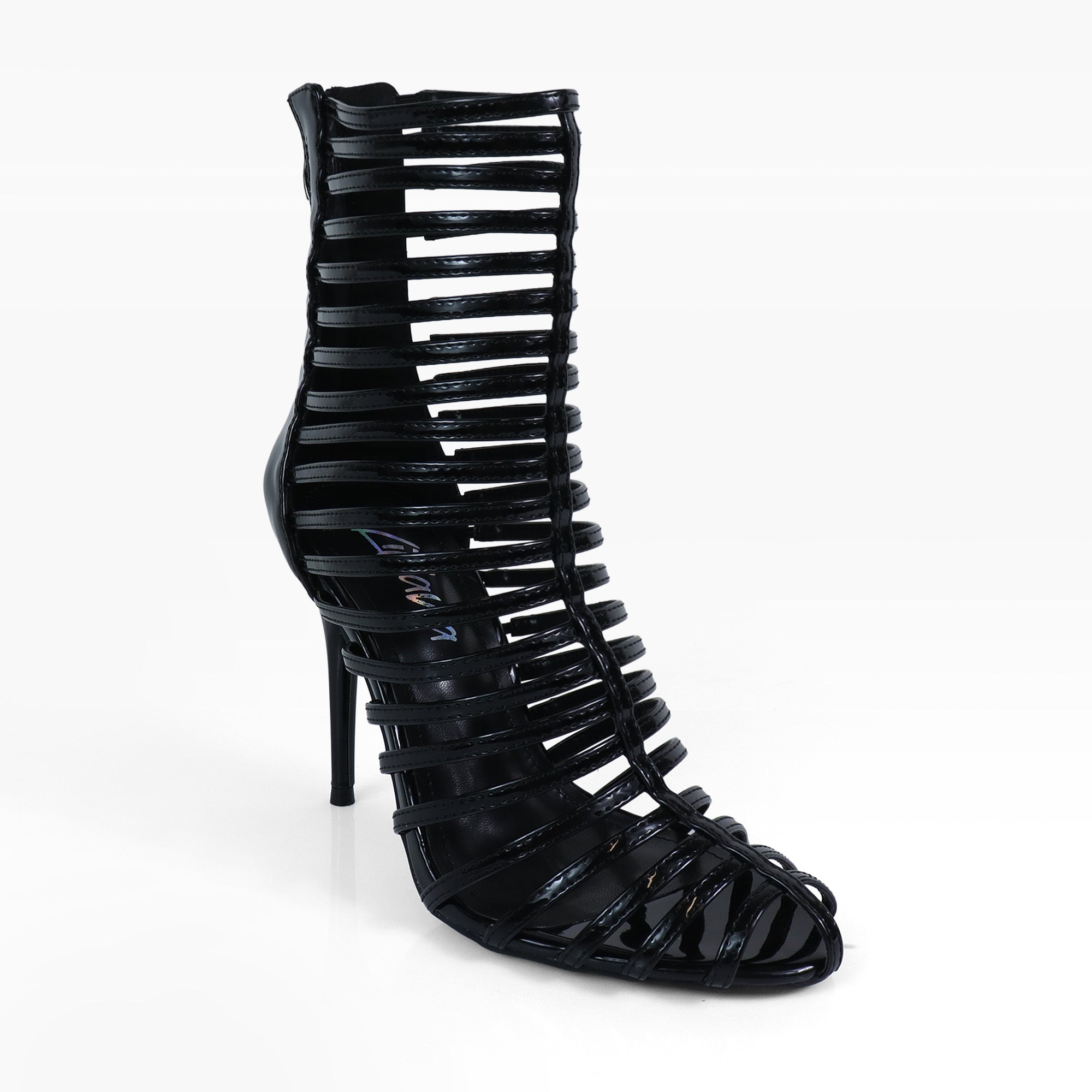 ROCKY-4 CAGED SANDAL W/ HEEL BLACK