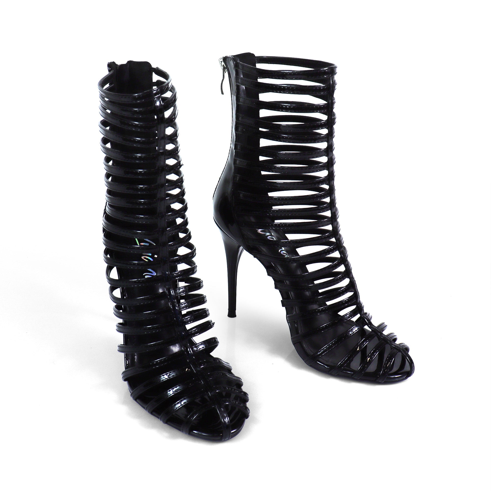 ROCKY-4 CAGED SANDAL W/ HEEL BLACK