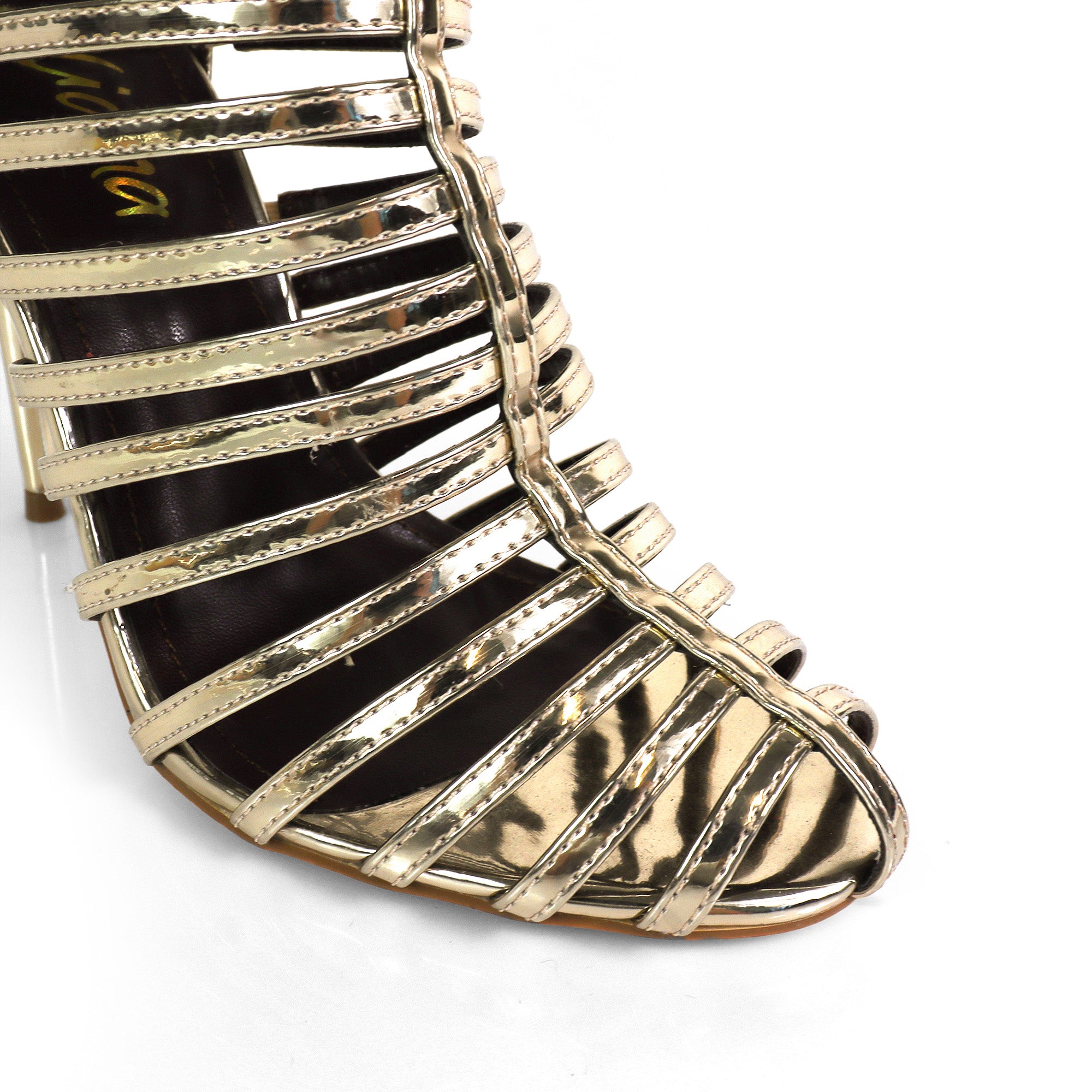 ROCKY-4 CAGED SANDAL W/ HEEL GOLD