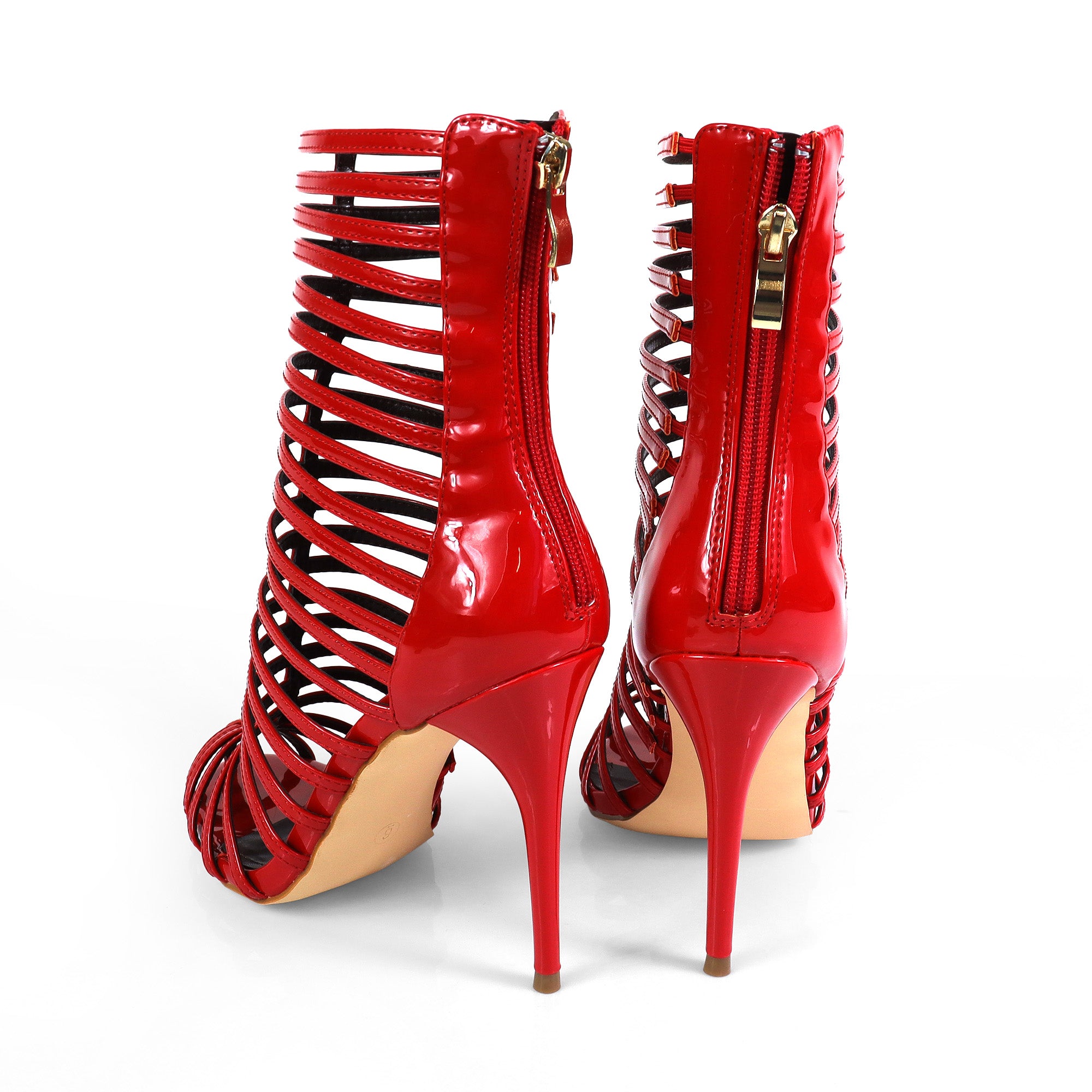 ROCKY-4 CAGED SANDAL W/ HEEL RED
