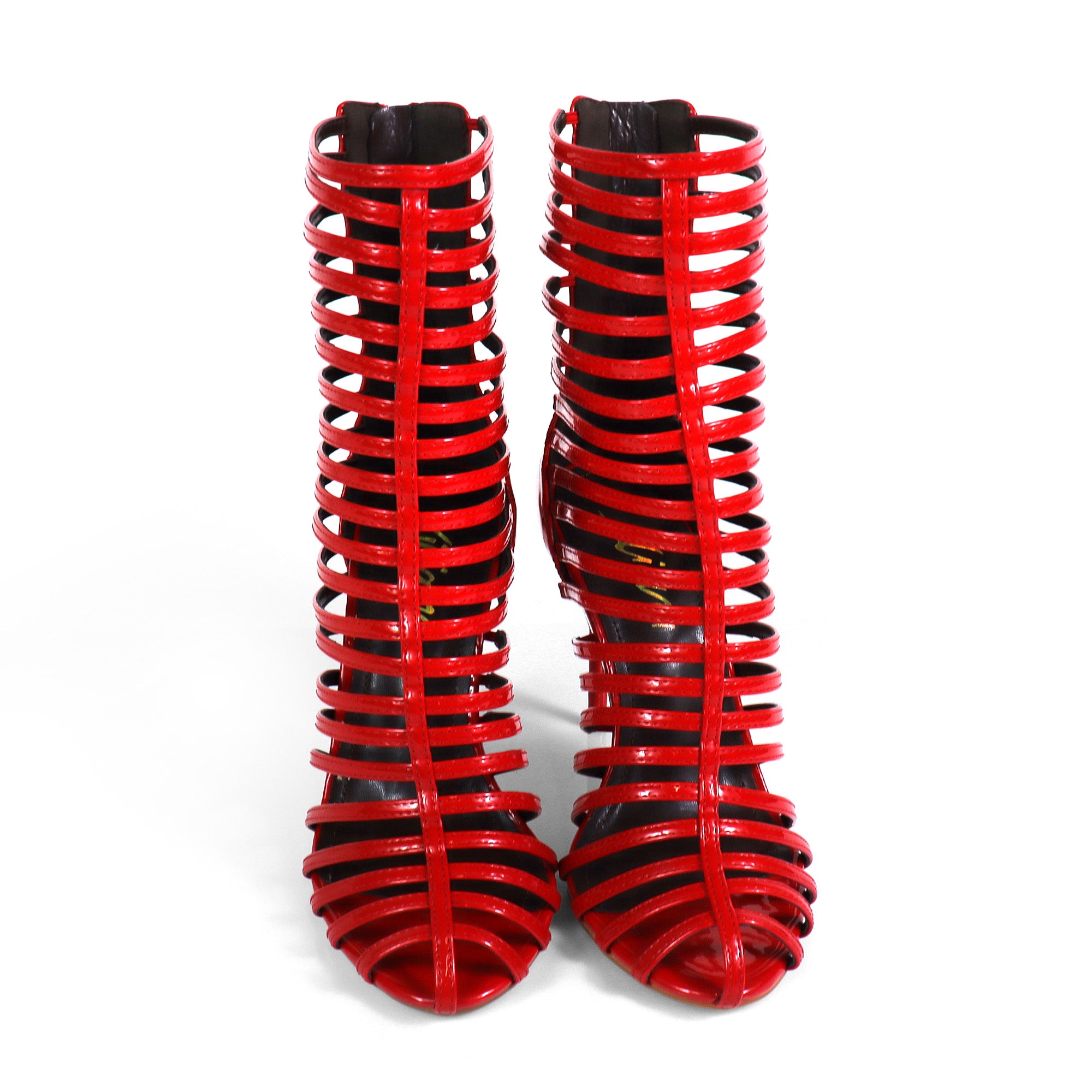 ROCKY-4 CAGED SANDAL W/ HEEL RED