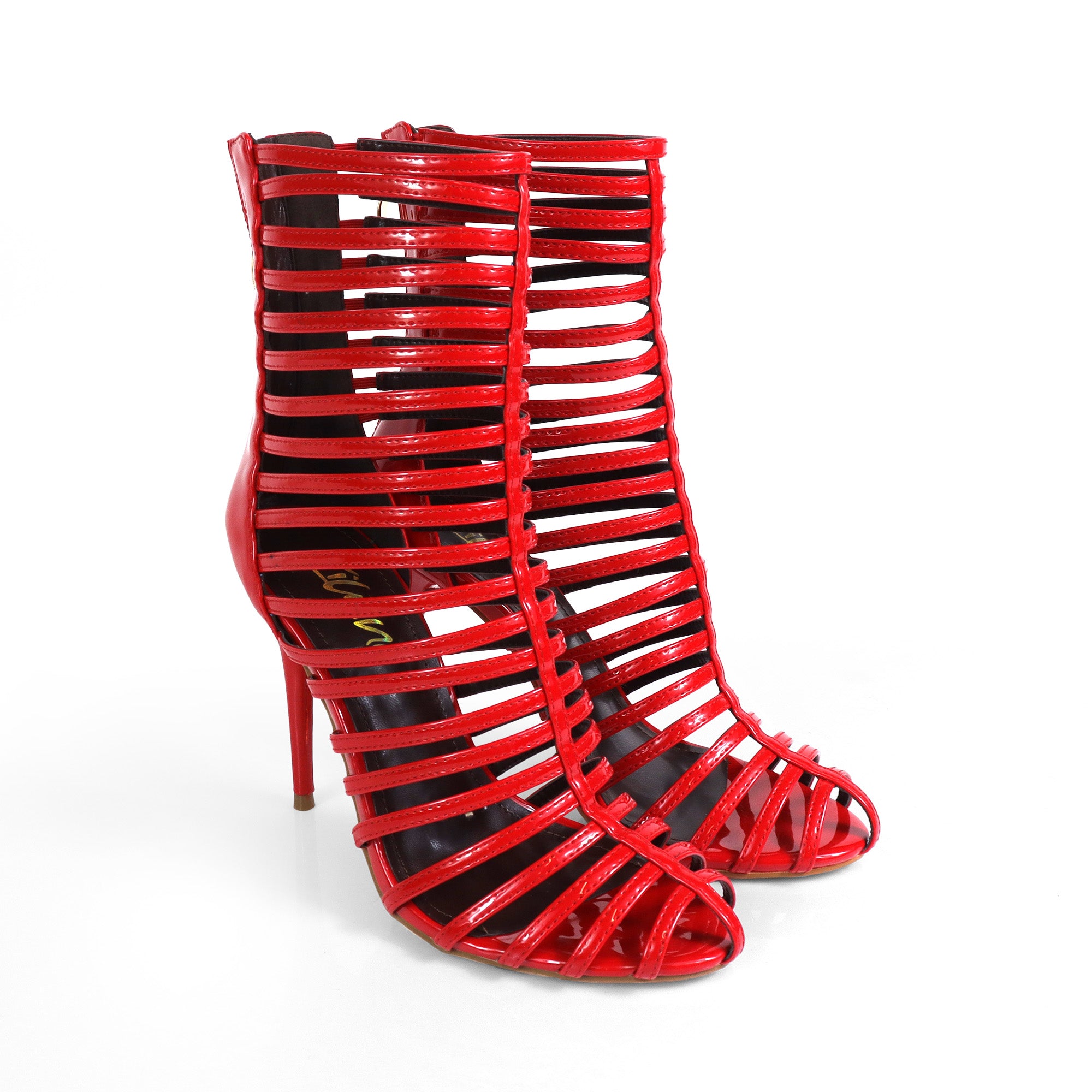 ROCKY-4 CAGED SANDAL W/ HEEL RED