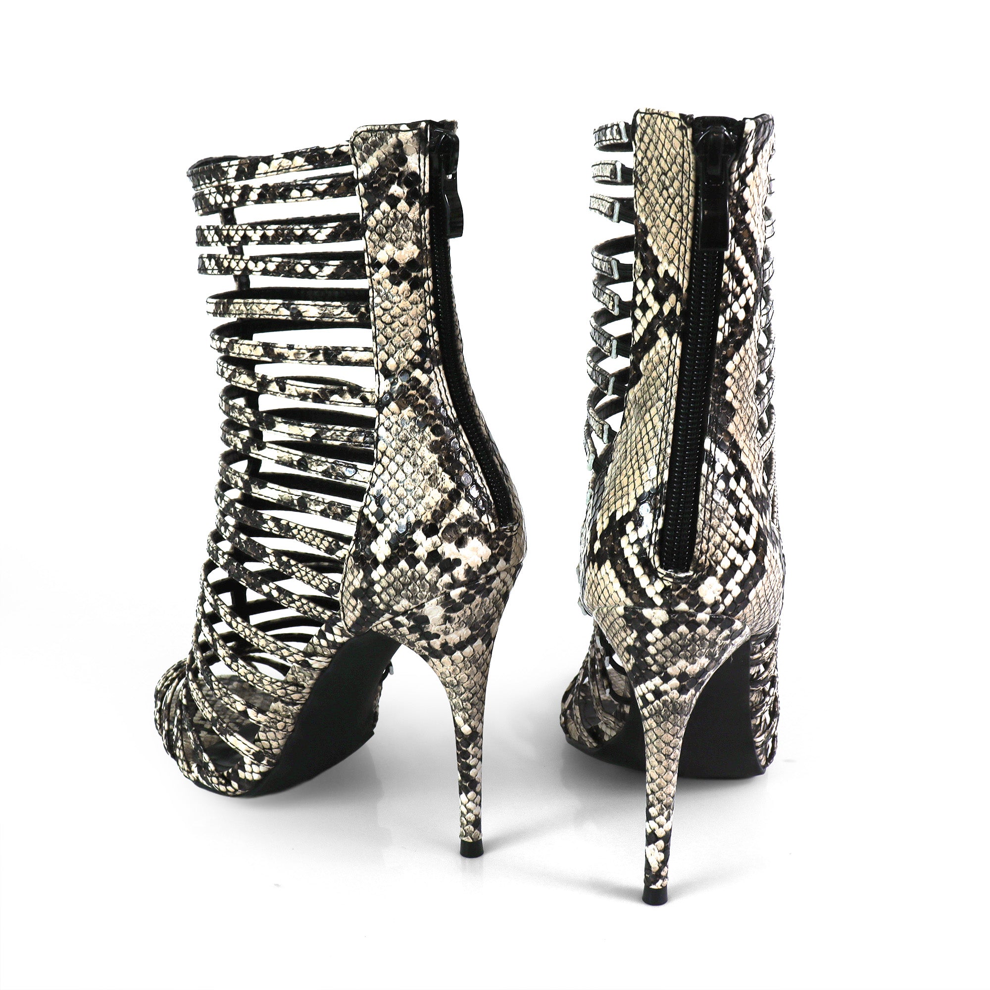 ROCKY-4 CAGED SANDAL W/ HEEL SNAKE