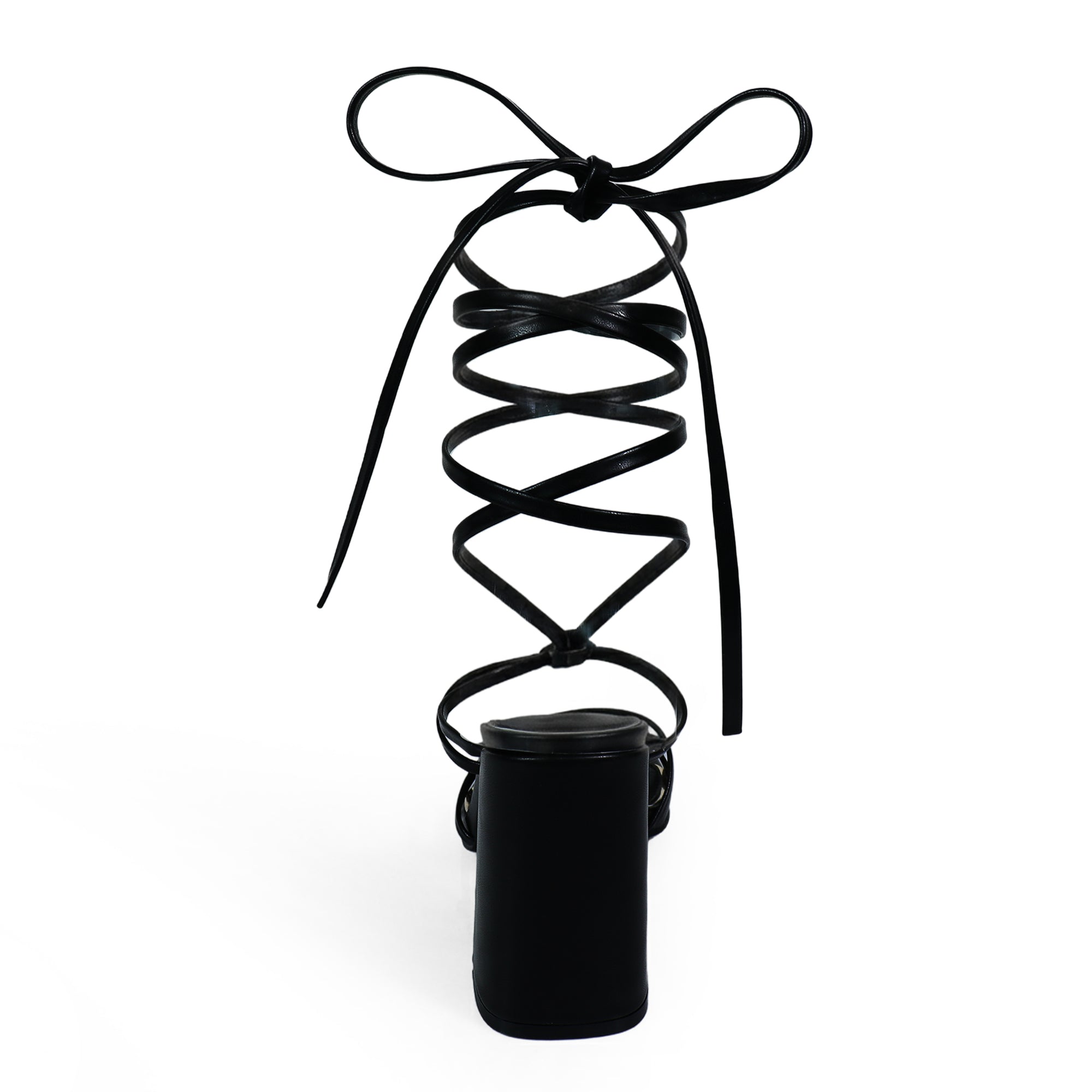 RODEO-3 HORSEBIT ANKLE STRAP LACE UP W/BLOCK HEEL BLACK
