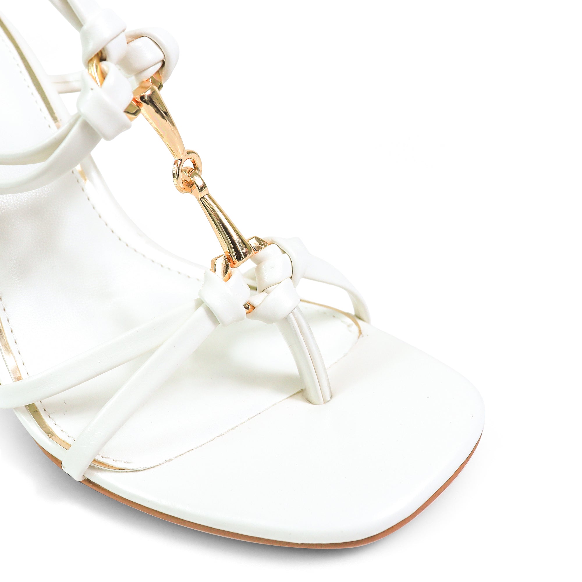 RODEO-3 HORSEBIT ANKLE STRAP LACE UP W/BLOCK HEEL WHITE