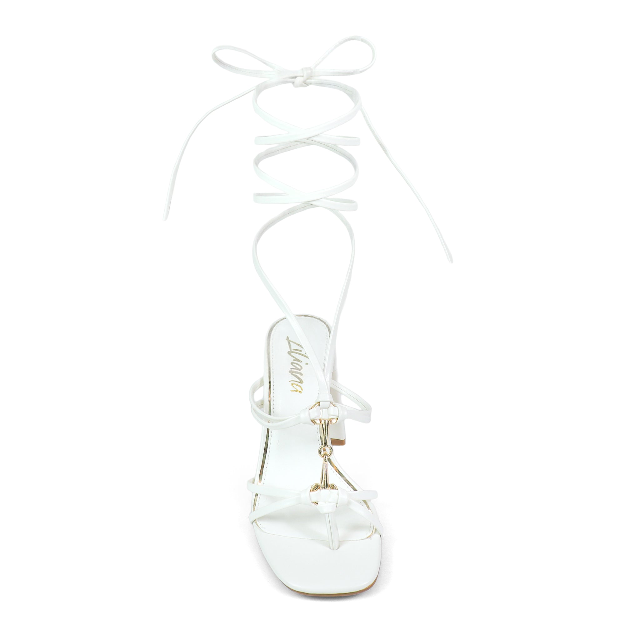 RODEO-3 HORSEBIT ANKLE STRAP LACE UP W/BLOCK HEEL WHITE