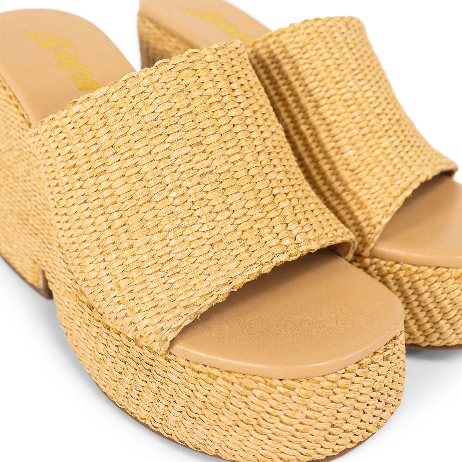 ROLA-1 PLATFORM WEDGE SLIDE SANDALS-RAFFIA BEIGE