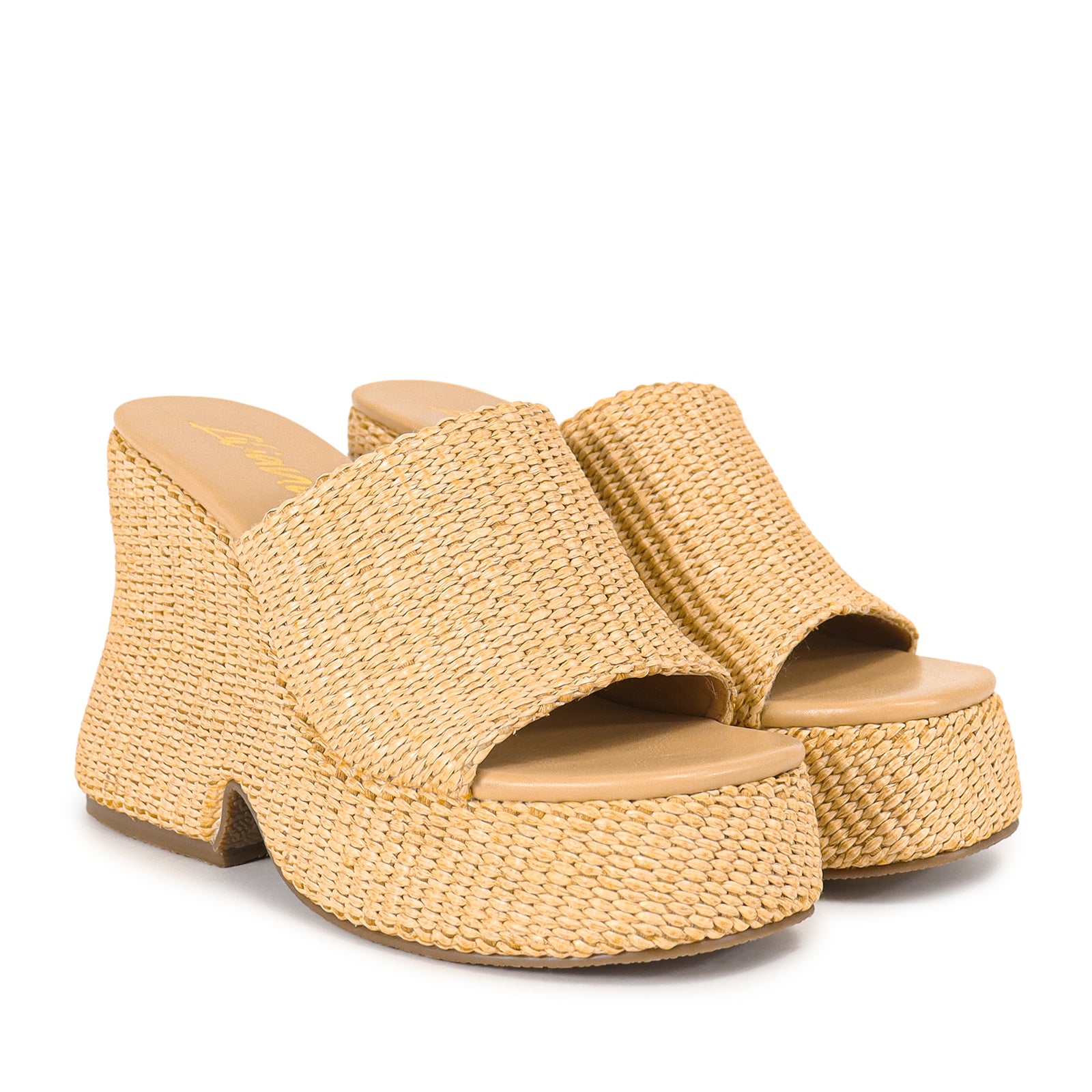 ROLA-1 PLATFORM WEDGE SLIDE SANDALS-RAFFIA BEIGE