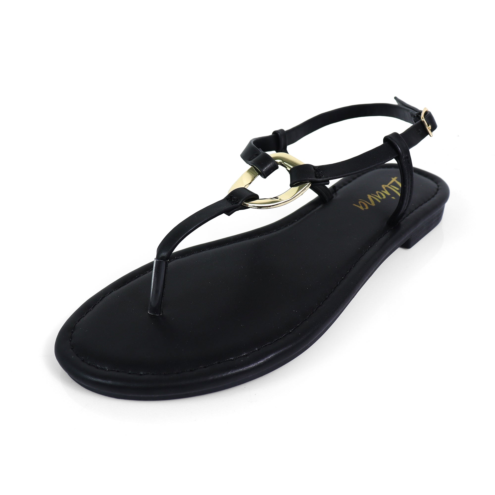 ROSITA-1 HOOP T-STRAP SANDAL BLACK