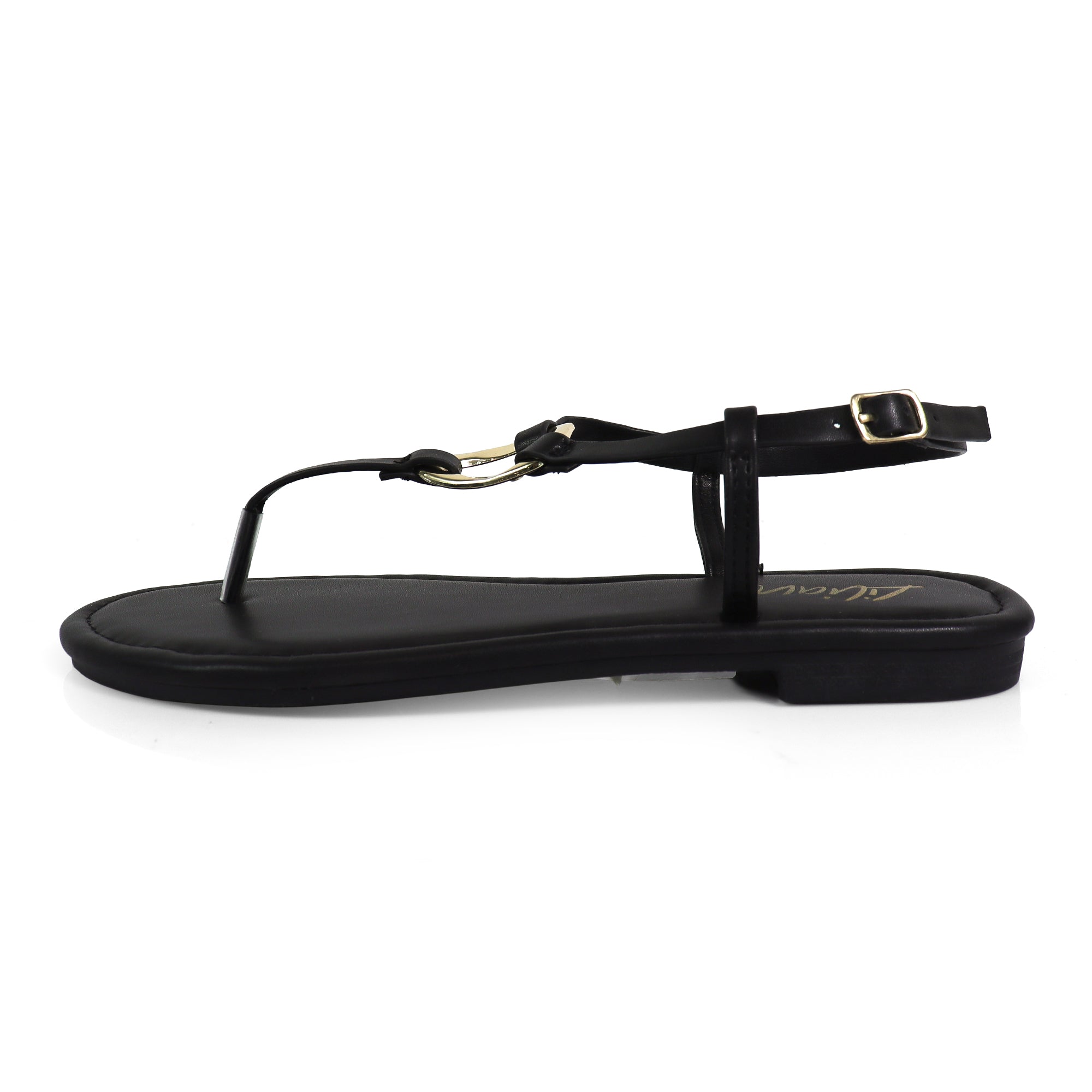 ROSITA-1 HOOP T-STRAP SANDAL BLACK