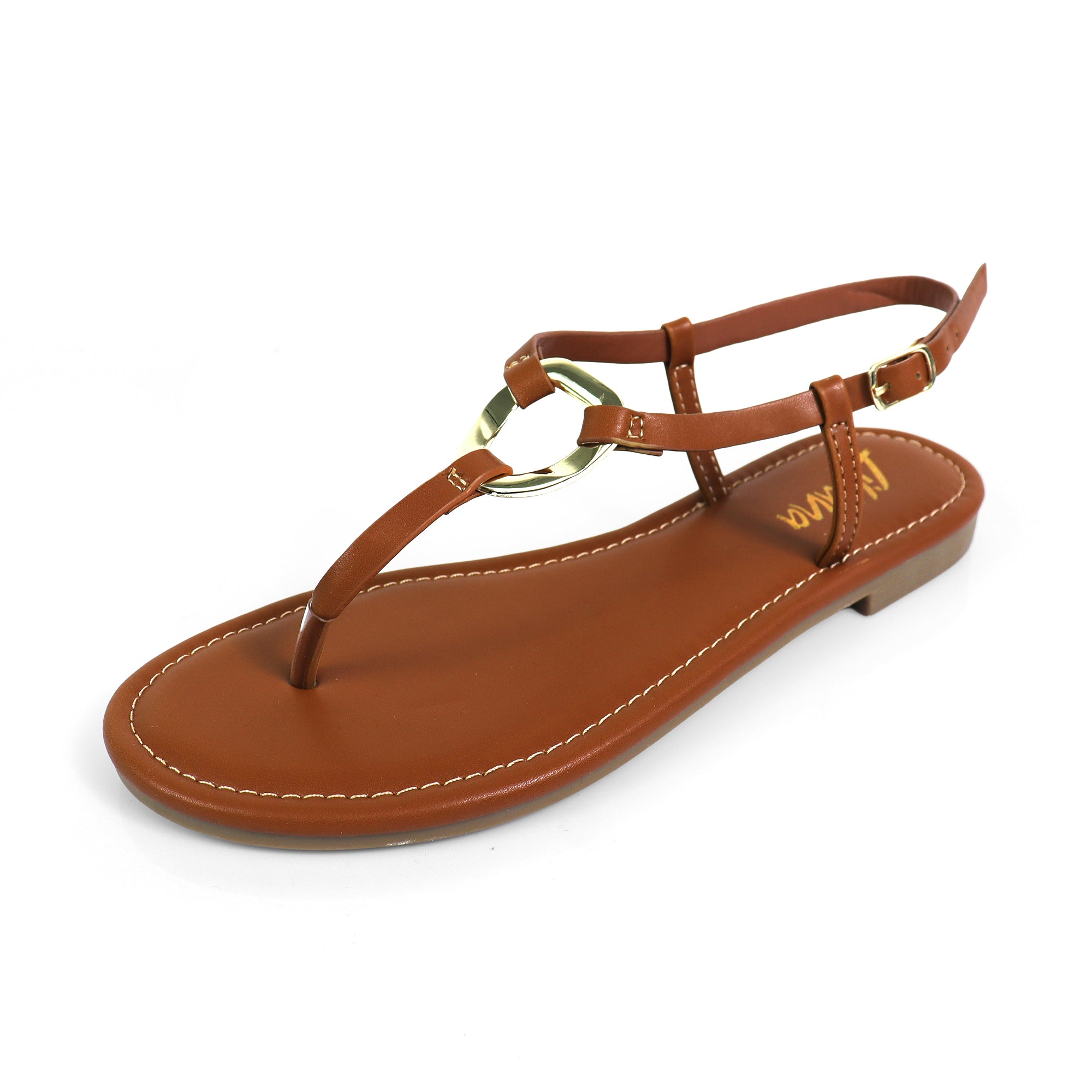ROSITA-1 HOOP T-STRAP SANDAL COGNAC