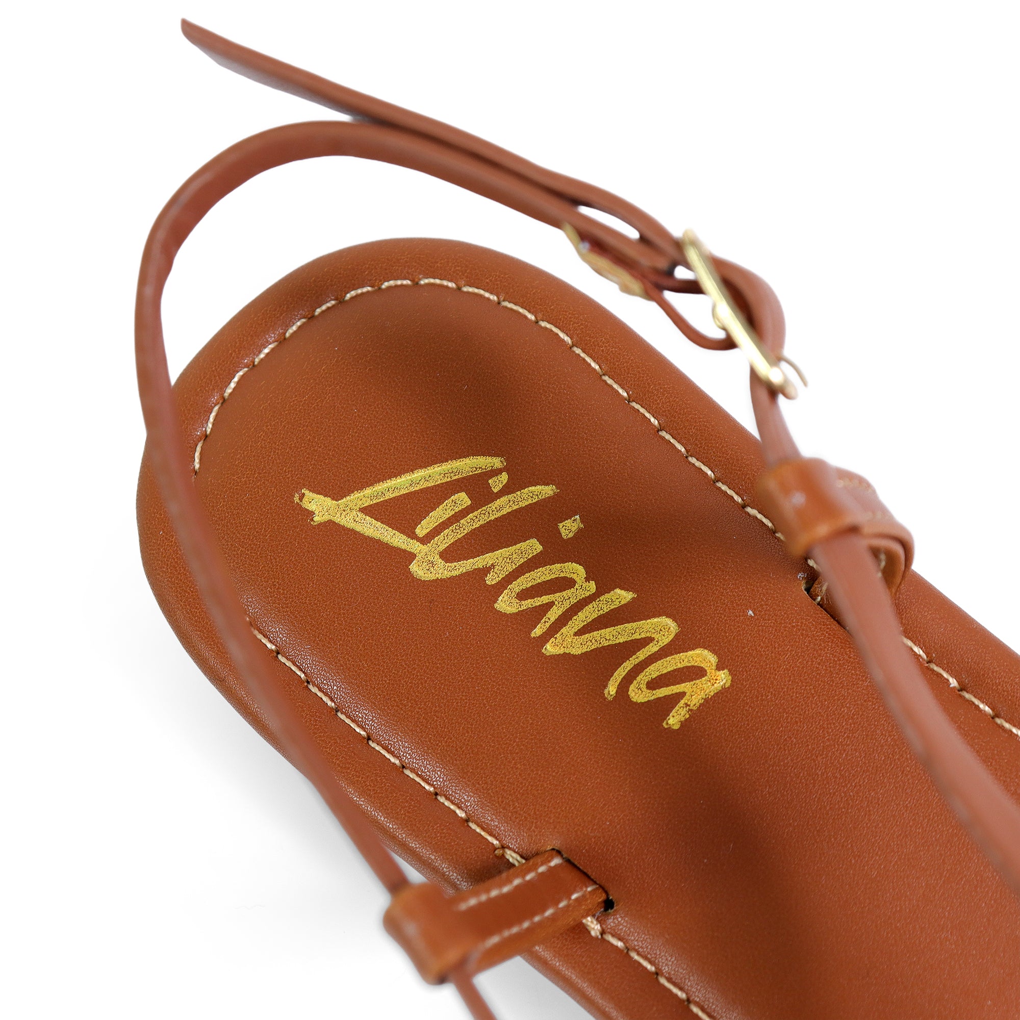 ROSITA-1 HOOP T-STRAP SANDAL COGNAC
