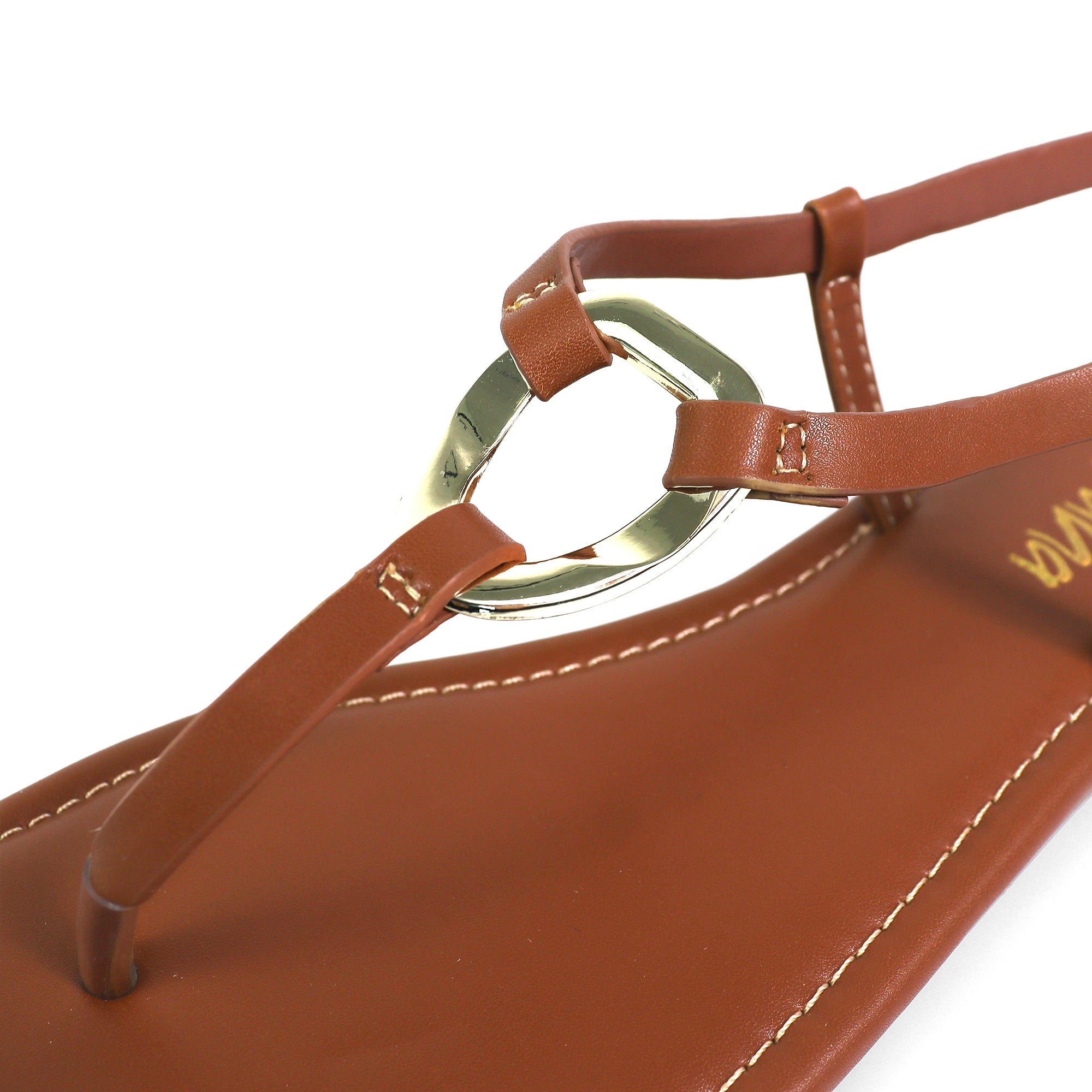 ROSITA-1 HOOP T-STRAP SANDAL COGNAC