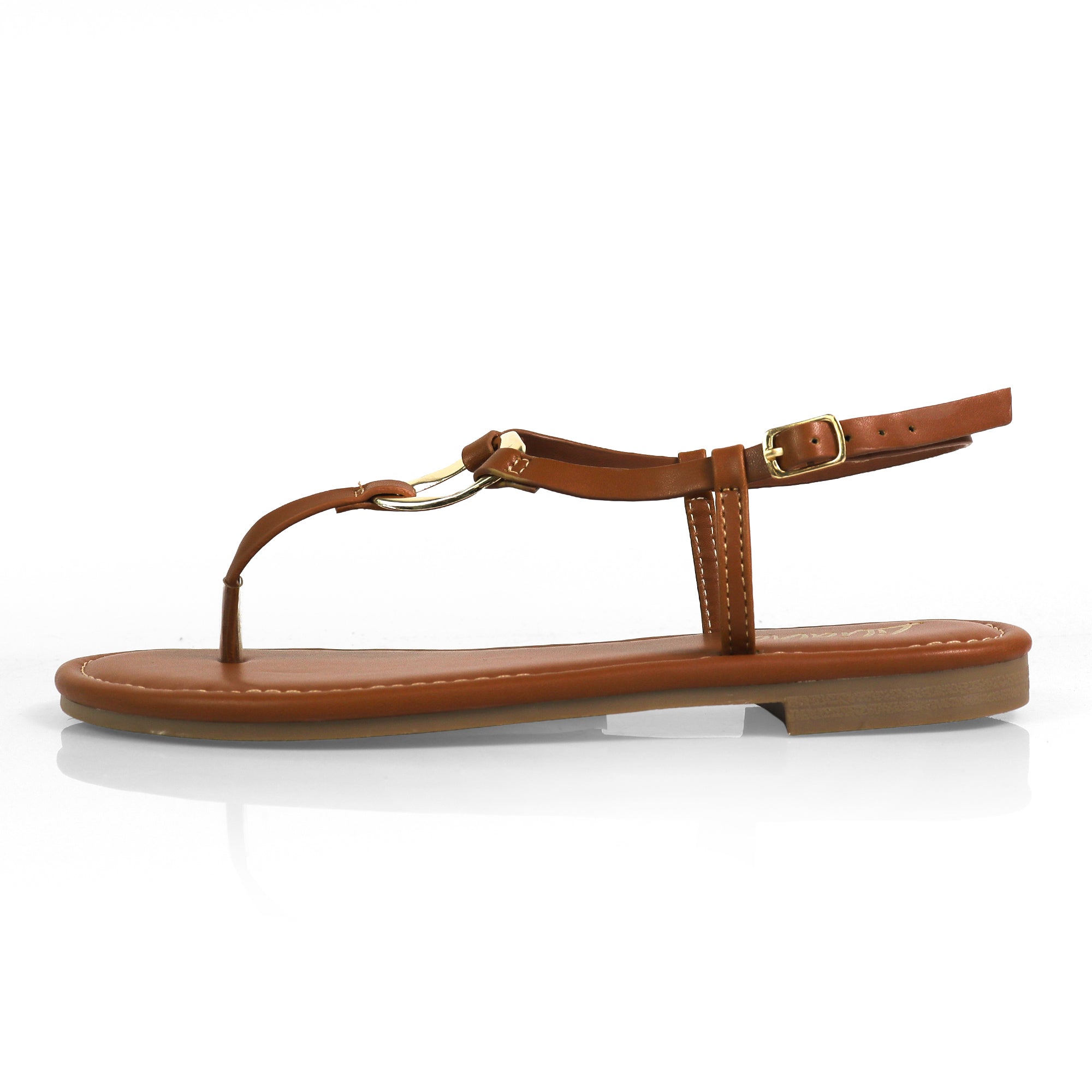 ROSITA-1 HOOP T-STRAP SANDAL COGNAC