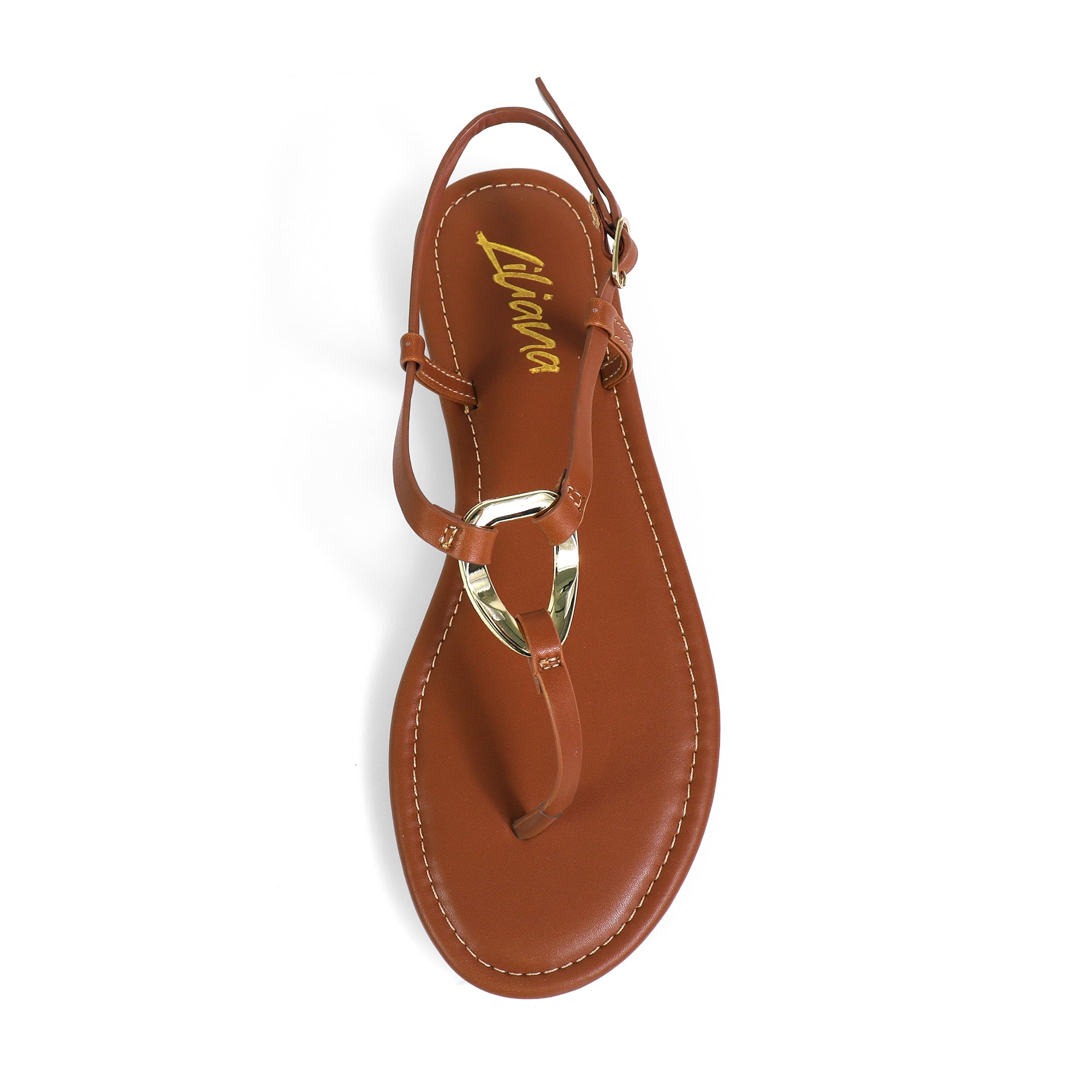 ROSITA-1 HOOP T-STRAP SANDAL COGNAC