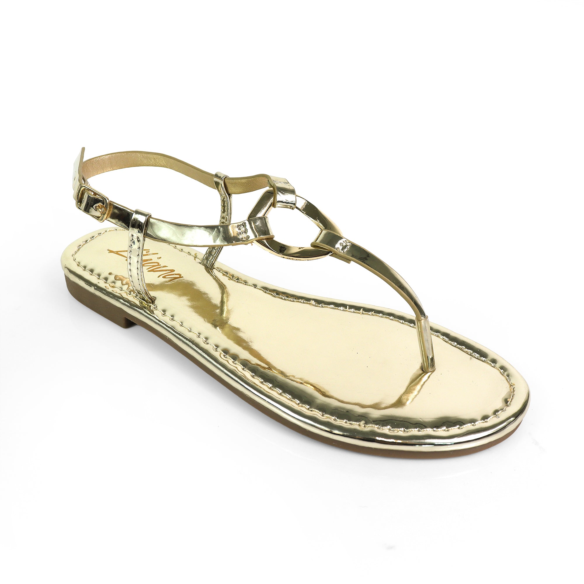 ROSITA-1 HOOP T-STRAP SANDAL GOLD