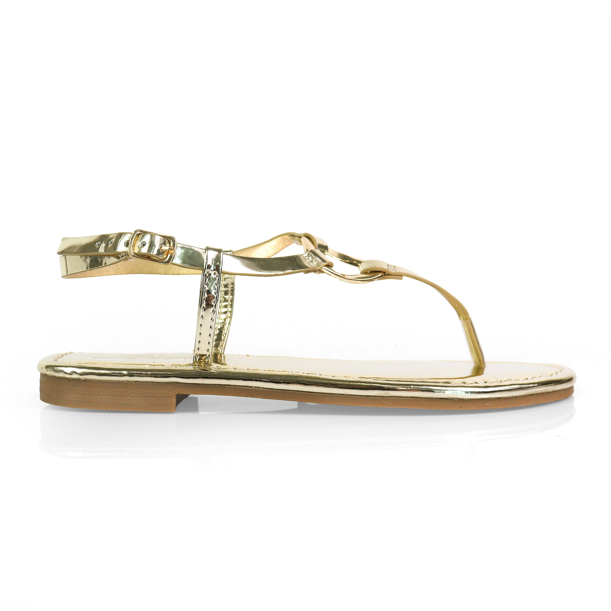 ROSITA-1 HOOP T-STRAP SANDAL GOLD