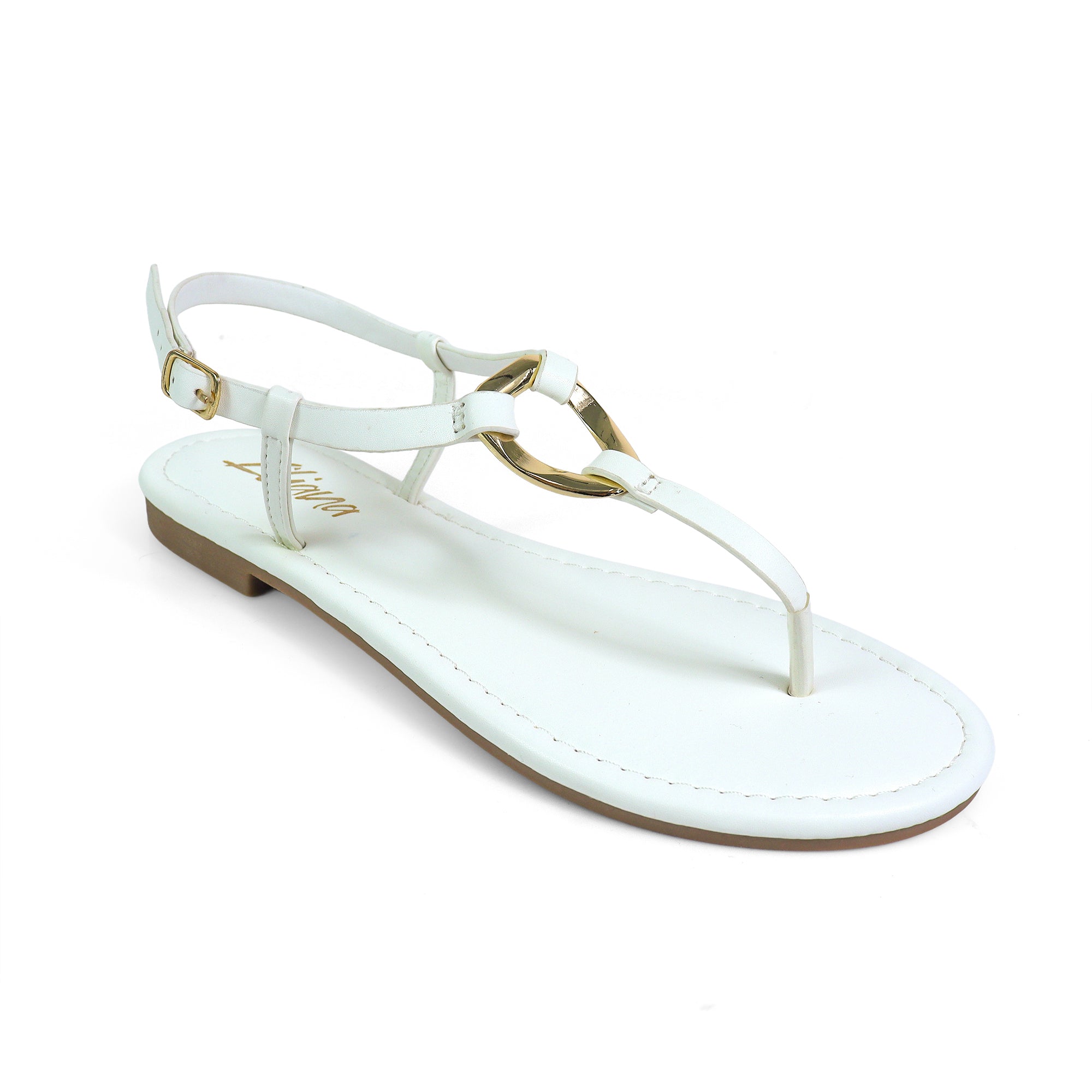 ROSITA-1 HOOP T-STRAP SANDAL WHITE