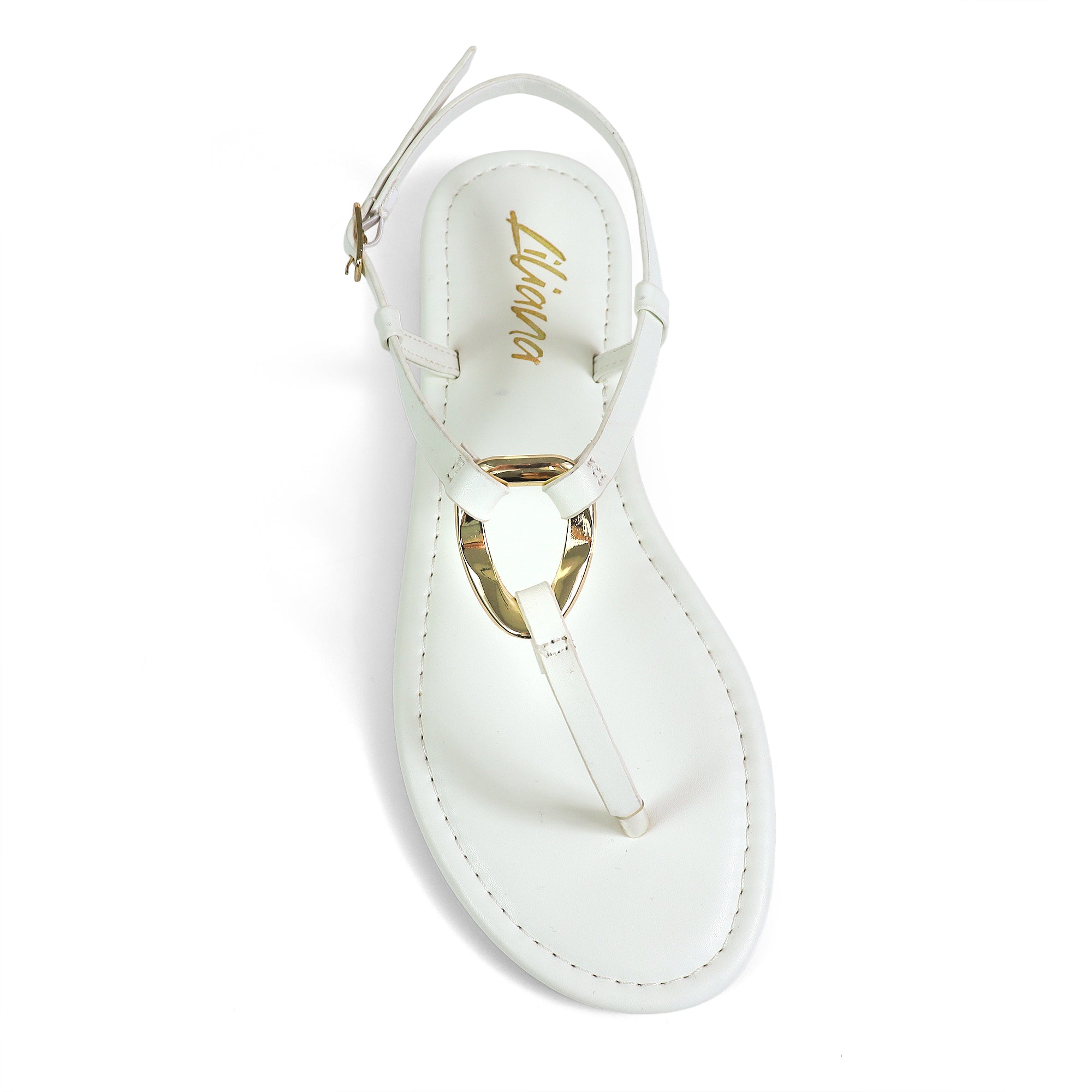 ROSITA-1 HOOP T-STRAP SANDAL WHITE