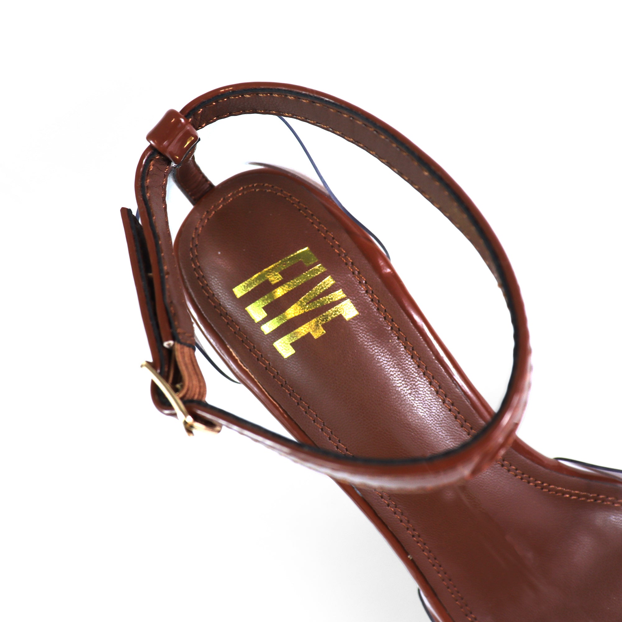 ROWDY-3 TRANSPARENT UPPER PLATFORM HEEL W STILETTO BROWN