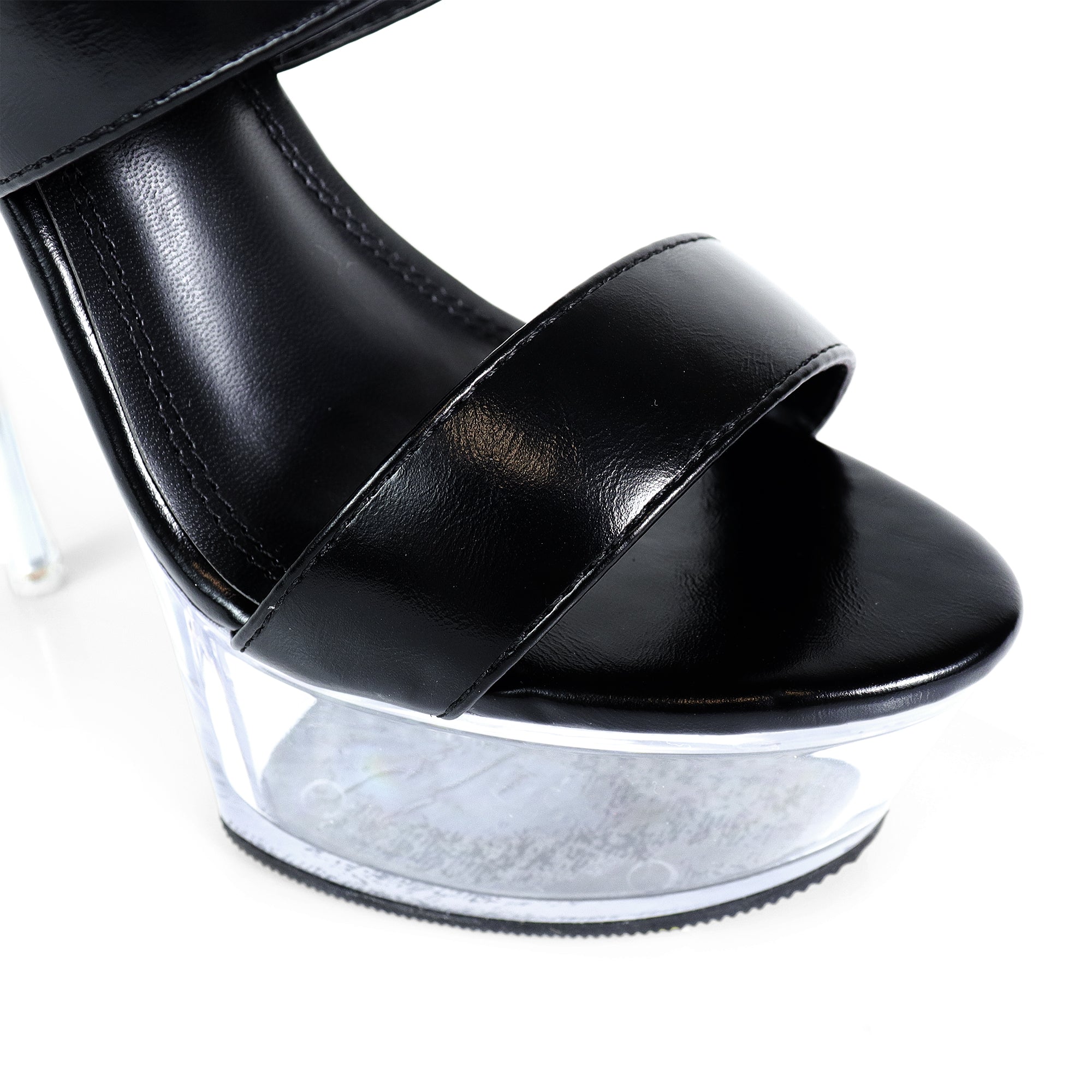 ROWDY-5 TRANSPARENT UPPER PLATFORM HEEL W STILETTO BLACK