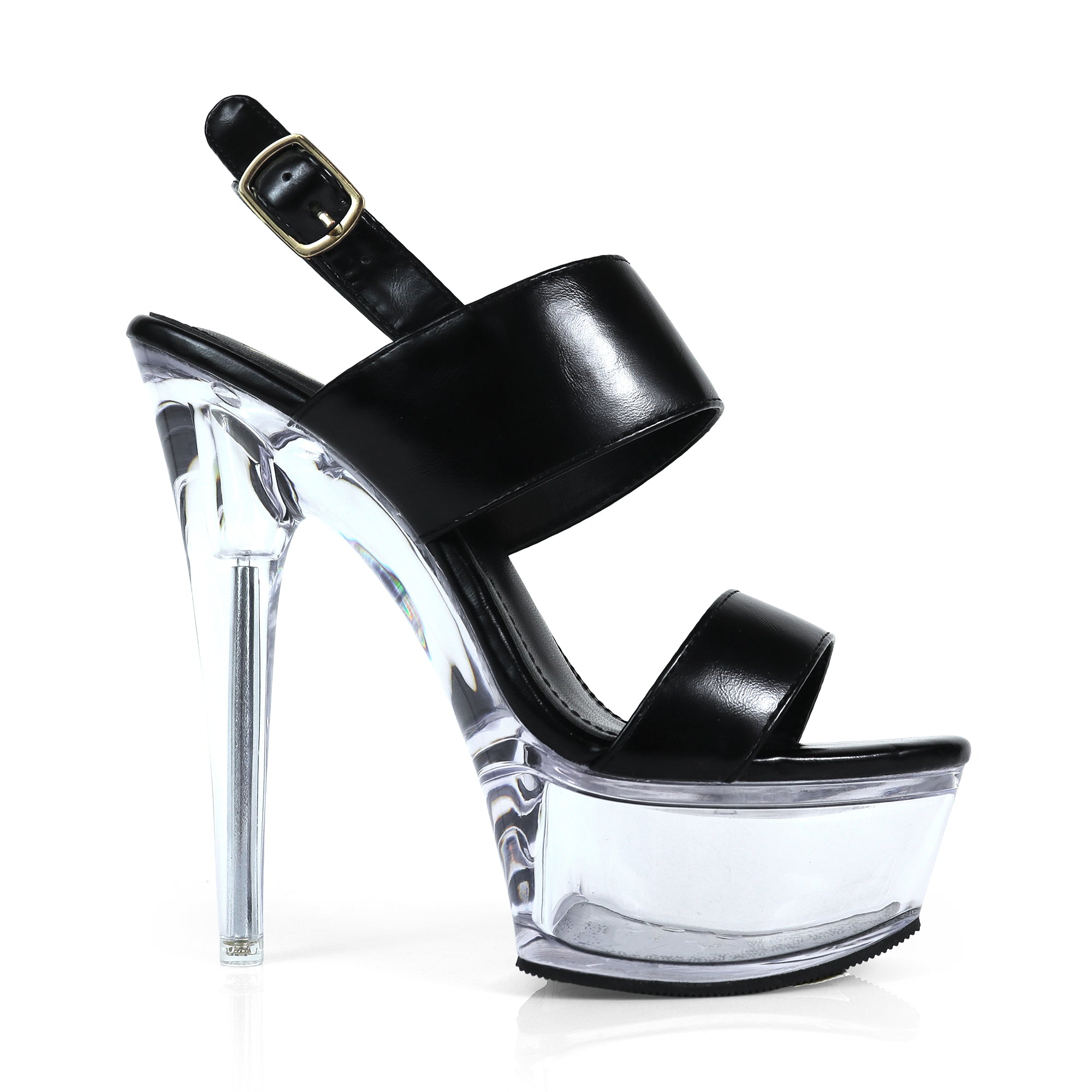 ROWDY-5 TRANSPARENT UPPER PLATFORM HEEL W STILETTO BLACK