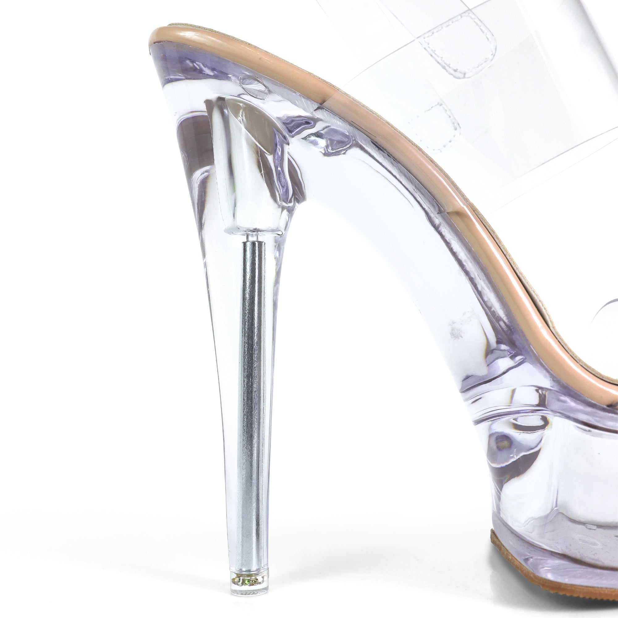 ROWDY-5 TRANSPARENT UPPER PLATFORM HEEL W STILETTO  NUDE/CLEAR