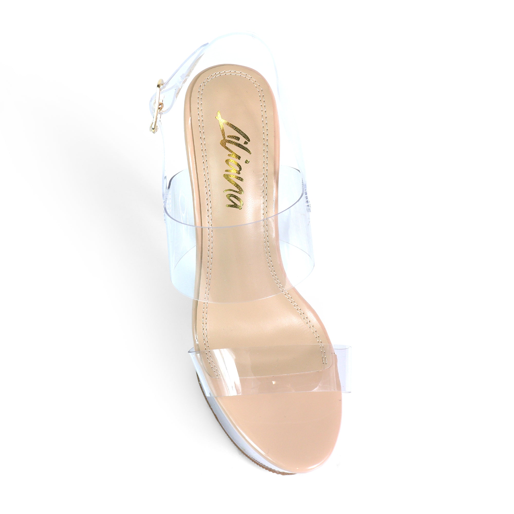 ROWDY-5 TRANSPARENT UPPER PLATFORM HEEL W STILETTO  NUDE/CLEAR
