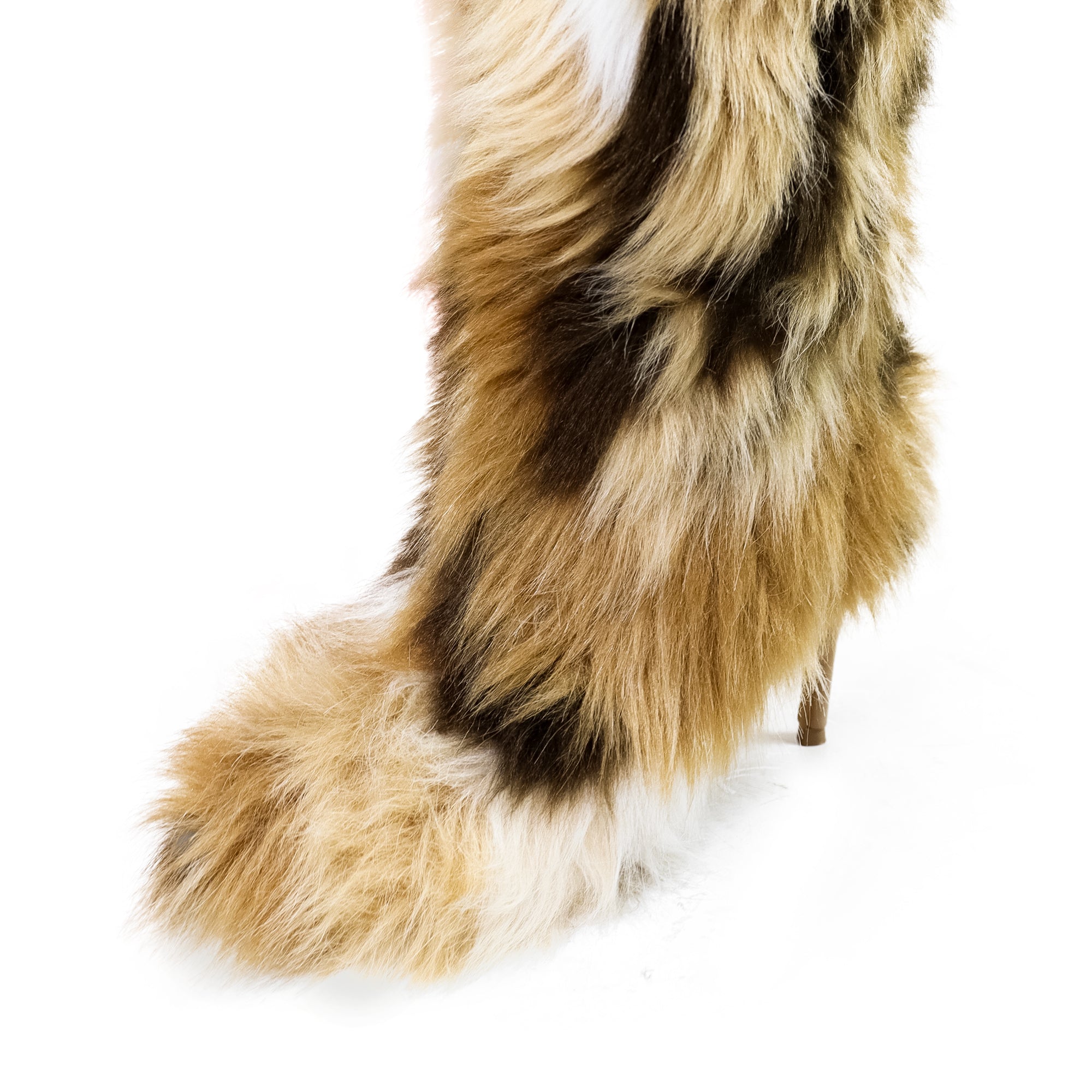 ROXANNI-1 FURRY SNOW BOOTS W/ HEEL BEIGE MULTIPLE