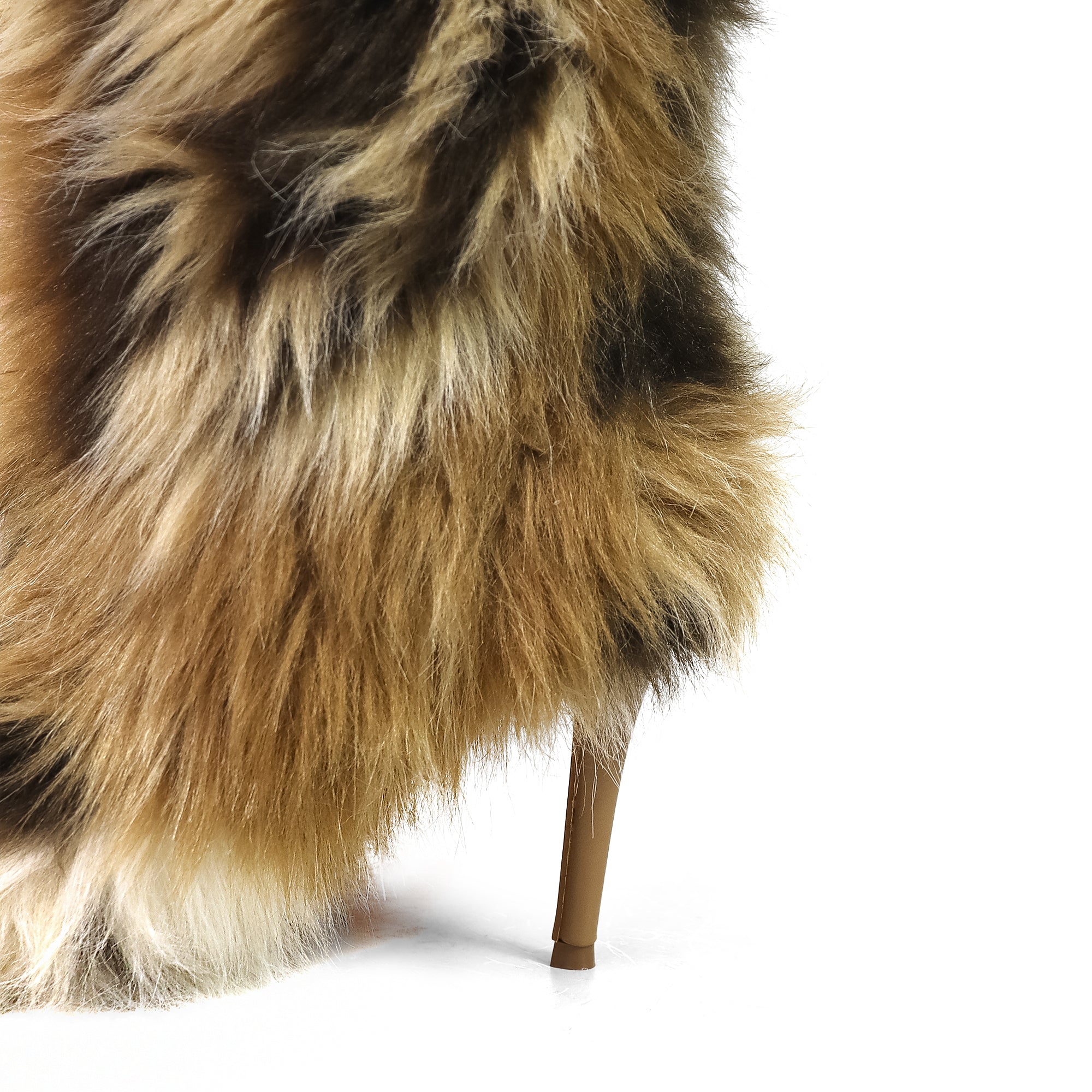 ROXANNI-1 FURRY SNOW BOOTS W/ HEEL BEIGE MULTIPLE