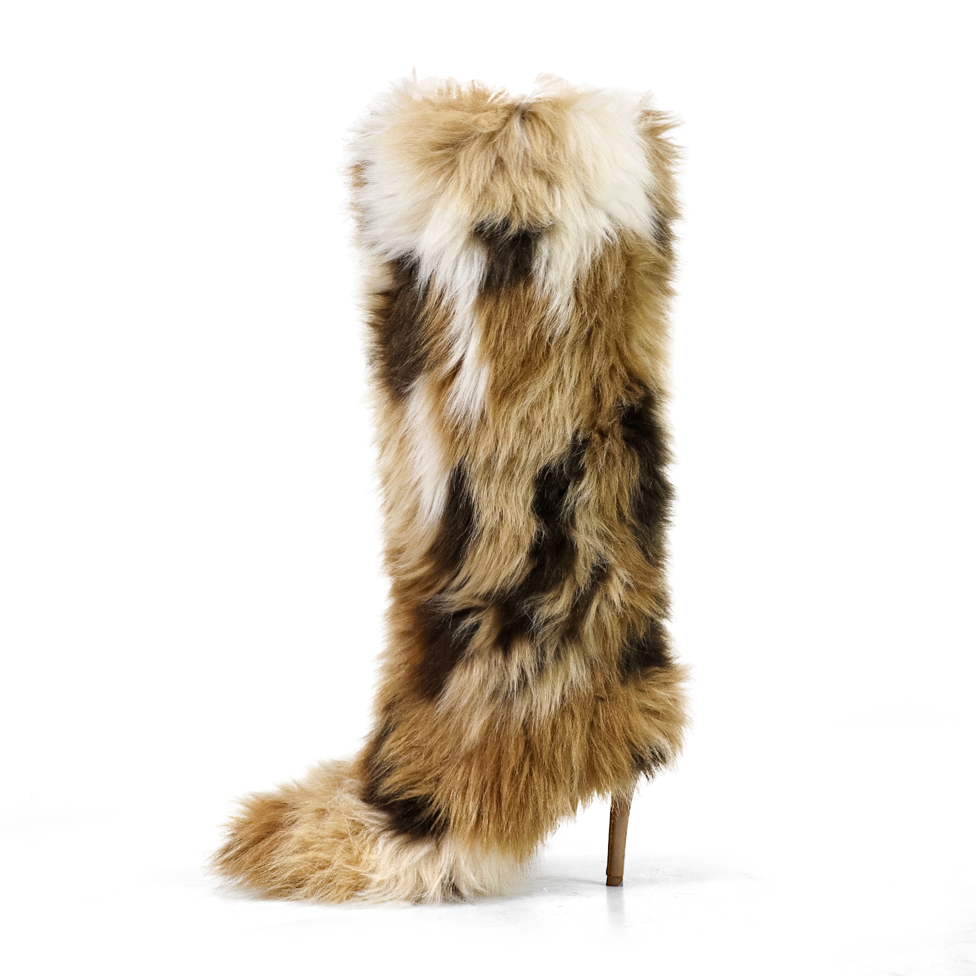 ROXANNI-1 FURRY SNOW BOOTS W/ HEEL BEIGE MULTIPLE