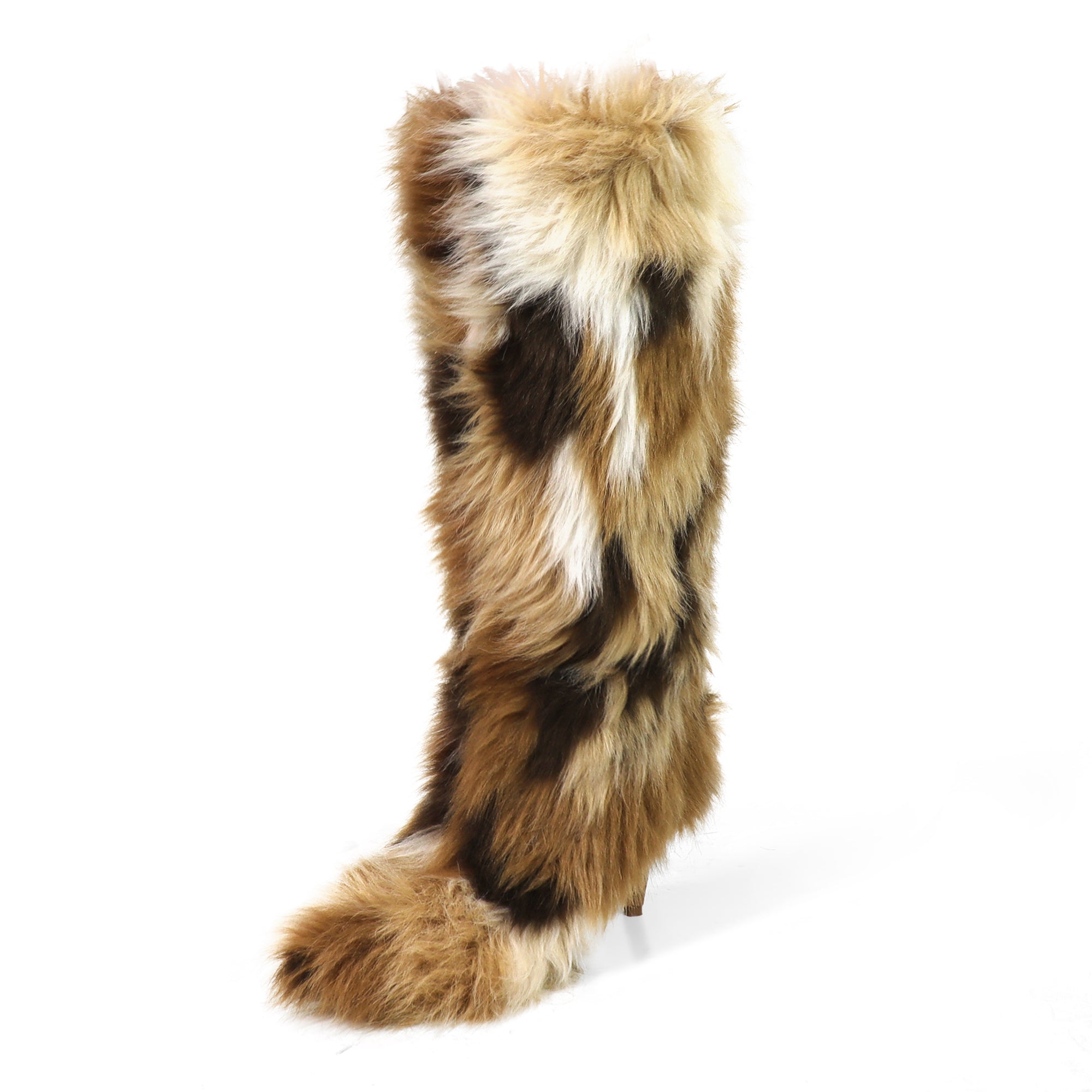 ROXANNI-1 FURRY SNOW BOOTS W/ HEEL BEIGE MULTIPLE