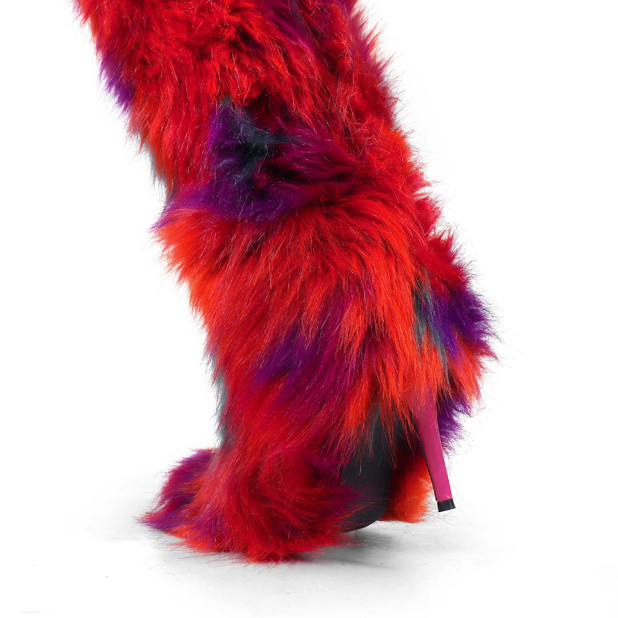 ROXANNI-1 FURRY SNOW BOOTS W/ HEEL RED MULTIPLE