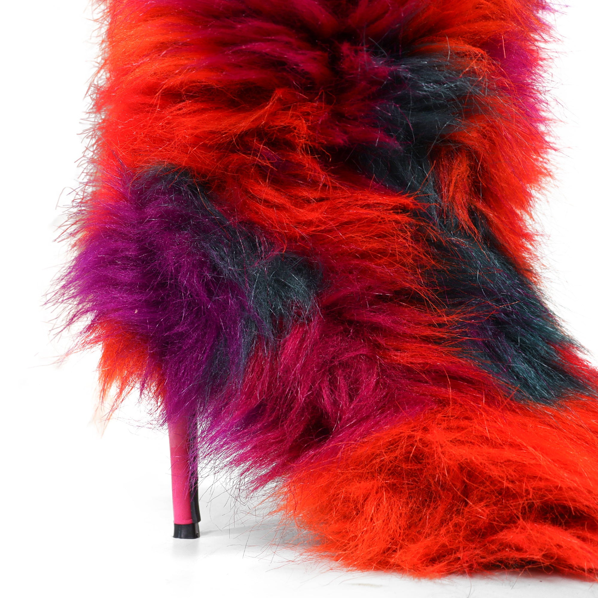 ROXANNI-1 FURRY SNOW BOOTS W/ HEEL RED MULTIPLE