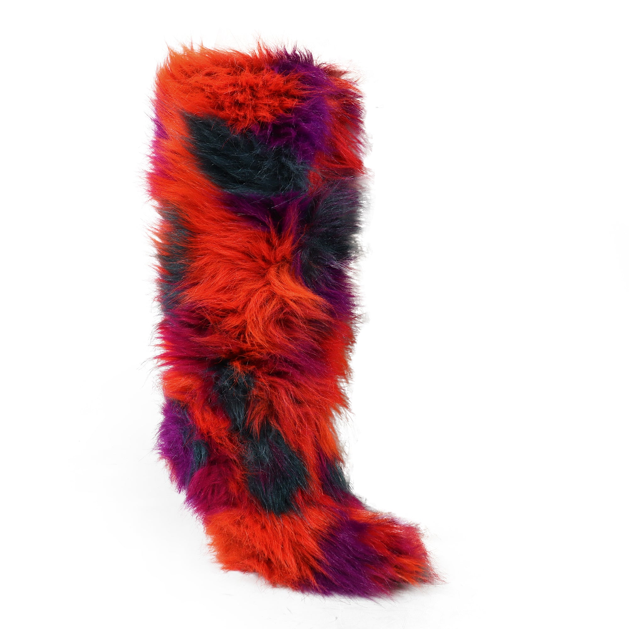 ROXANNI-1 FURRY SNOW BOOTS W/ HEEL RED MULTIPLE