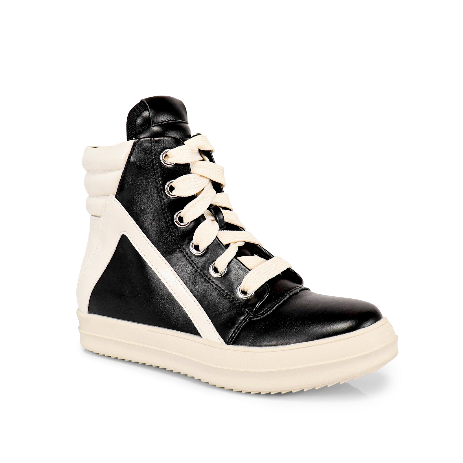 RUBY-1 EXTRUDED TONGUE DESIGN WIDE LACE SNEAKER-BLACK