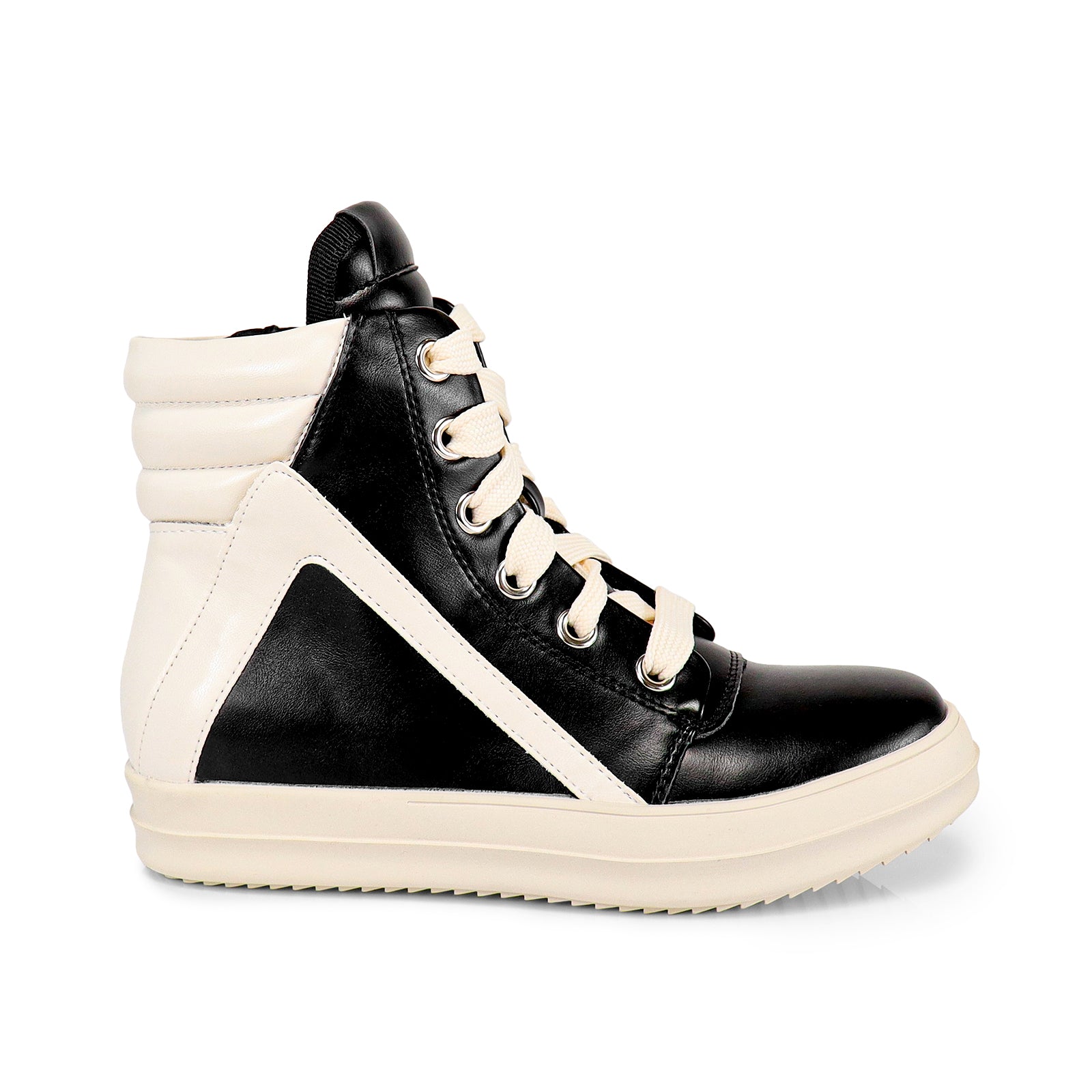 RUBY-1 EXTRUDED TONGUE DESIGN WIDE LACE SNEAKER-BLACK