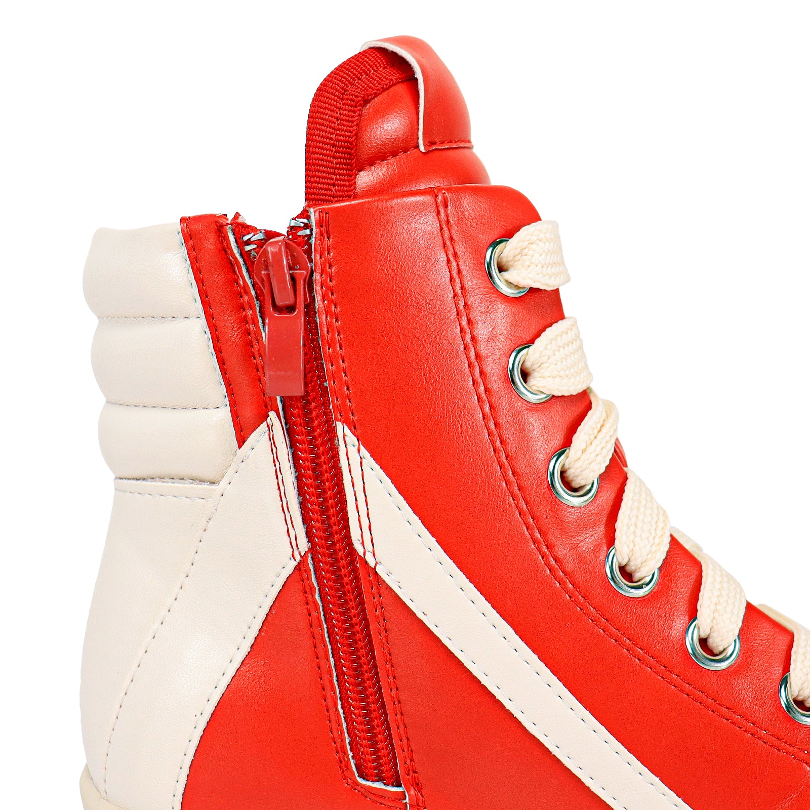 RUBY-1 EXTRUDED TONGUE DESIGN WIDE LACE SNEAKER-RED