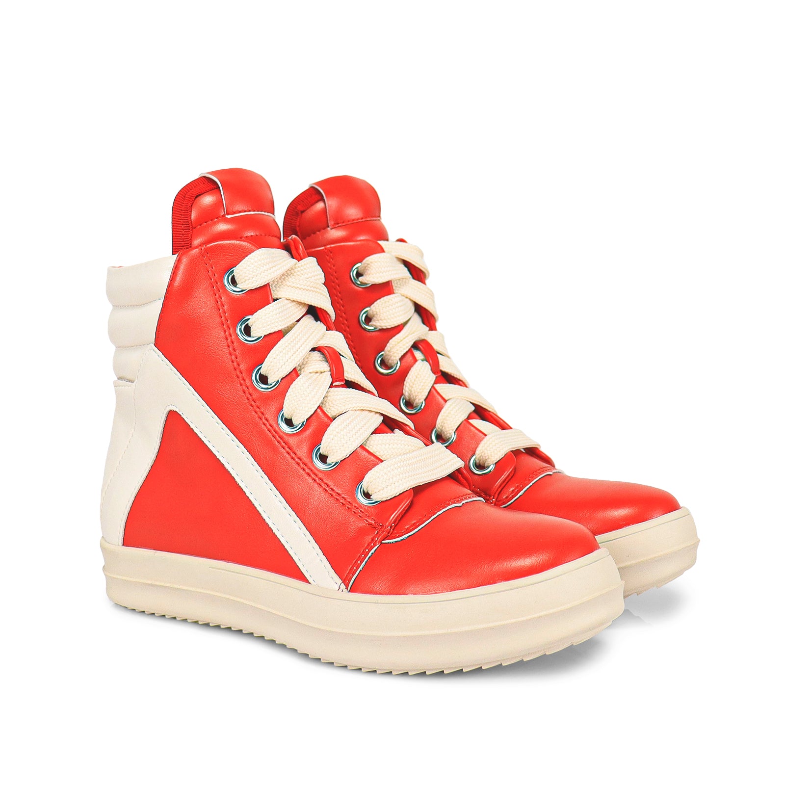 RUBY-1 EXTRUDED TONGUE DESIGN WIDE LACE SNEAKER-RED