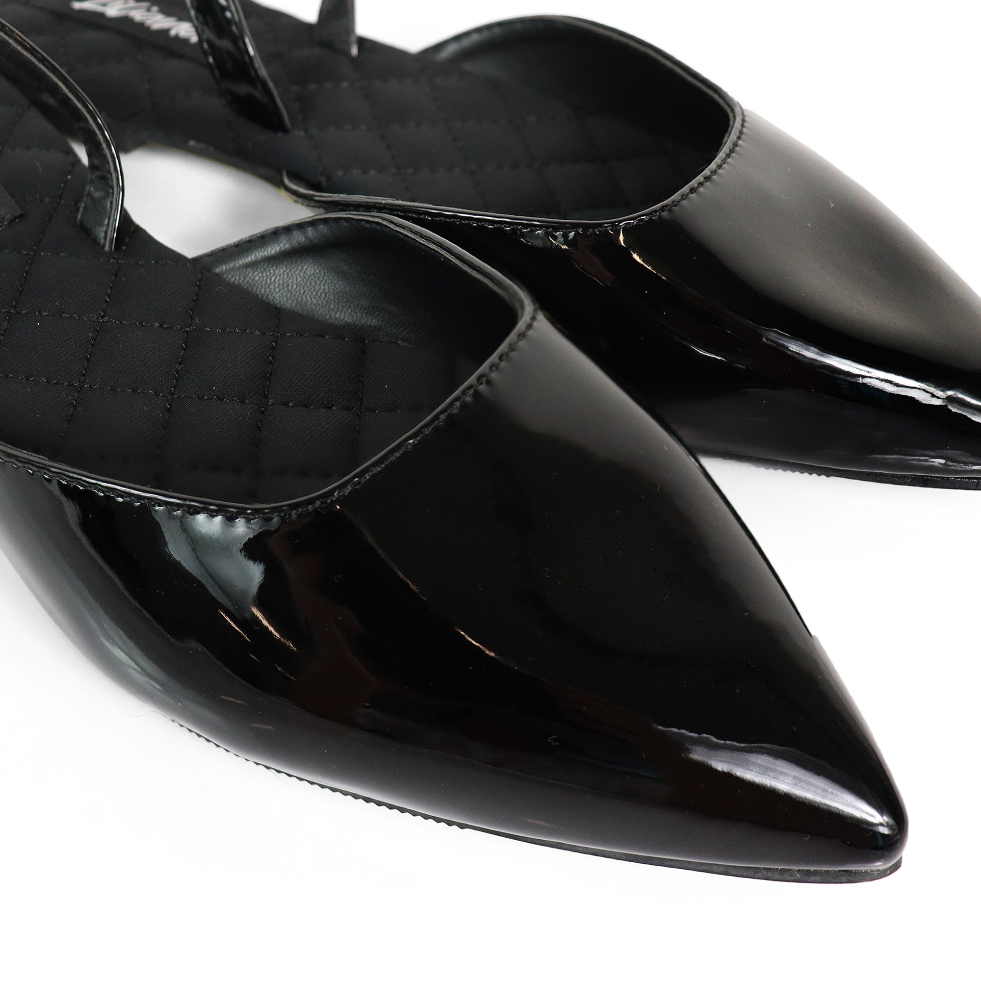 RUCHEL-1 POINTED TOE SLINGBACK FLATS BLACK
