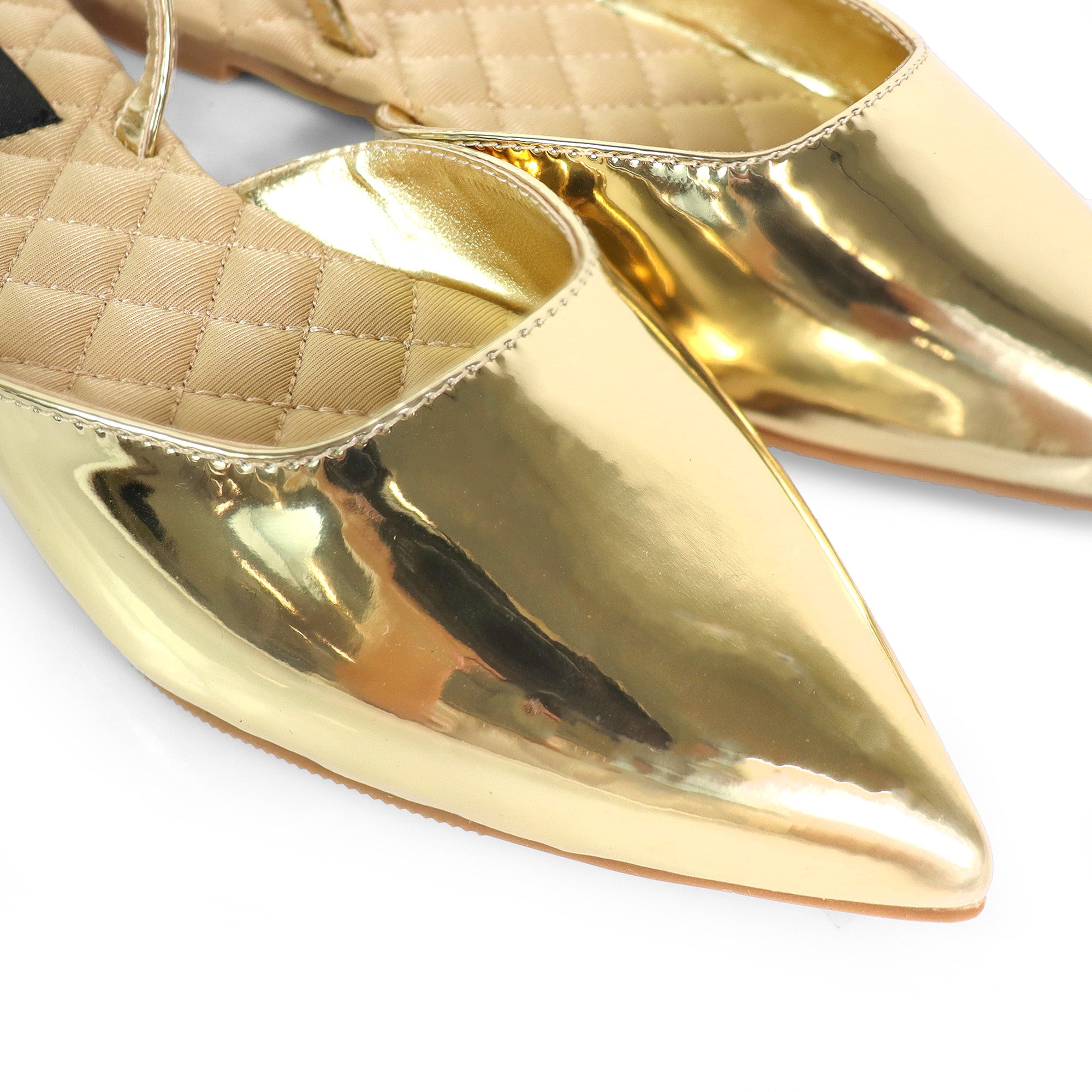 RUCHEL-1 POINTED TOE SLINGBACK FLATS GOLD