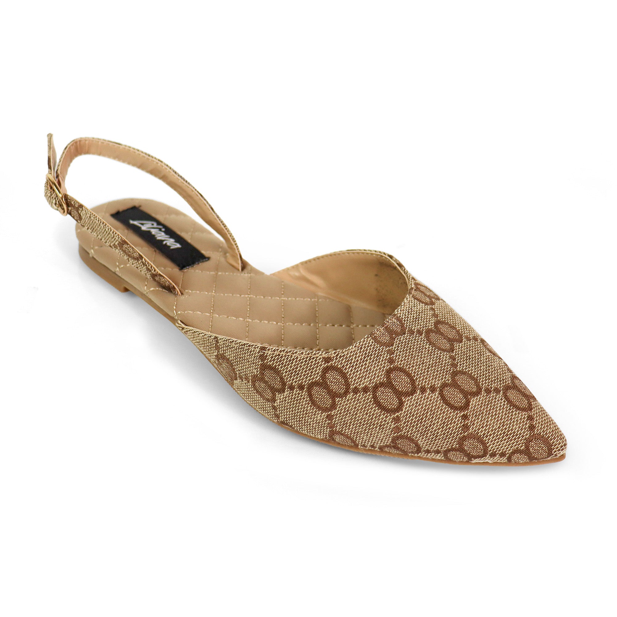 RUCHEL-1 POINTED TOE SLINGBACK FLATS MONOGRAM