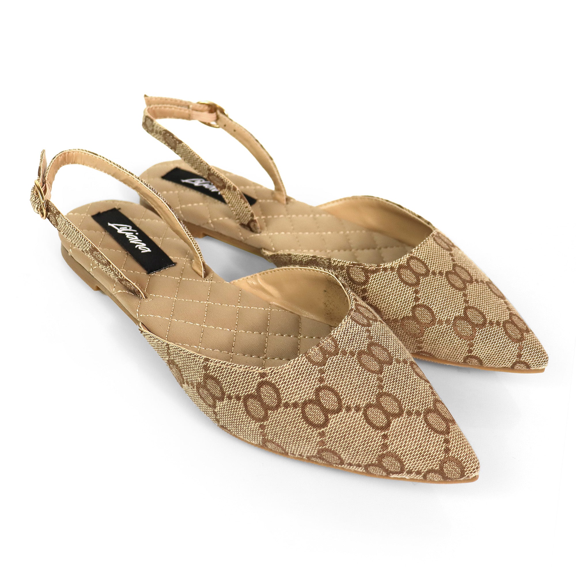 RUCHEL-1 POINTED TOE SLINGBACK FLATS MONOGRAM