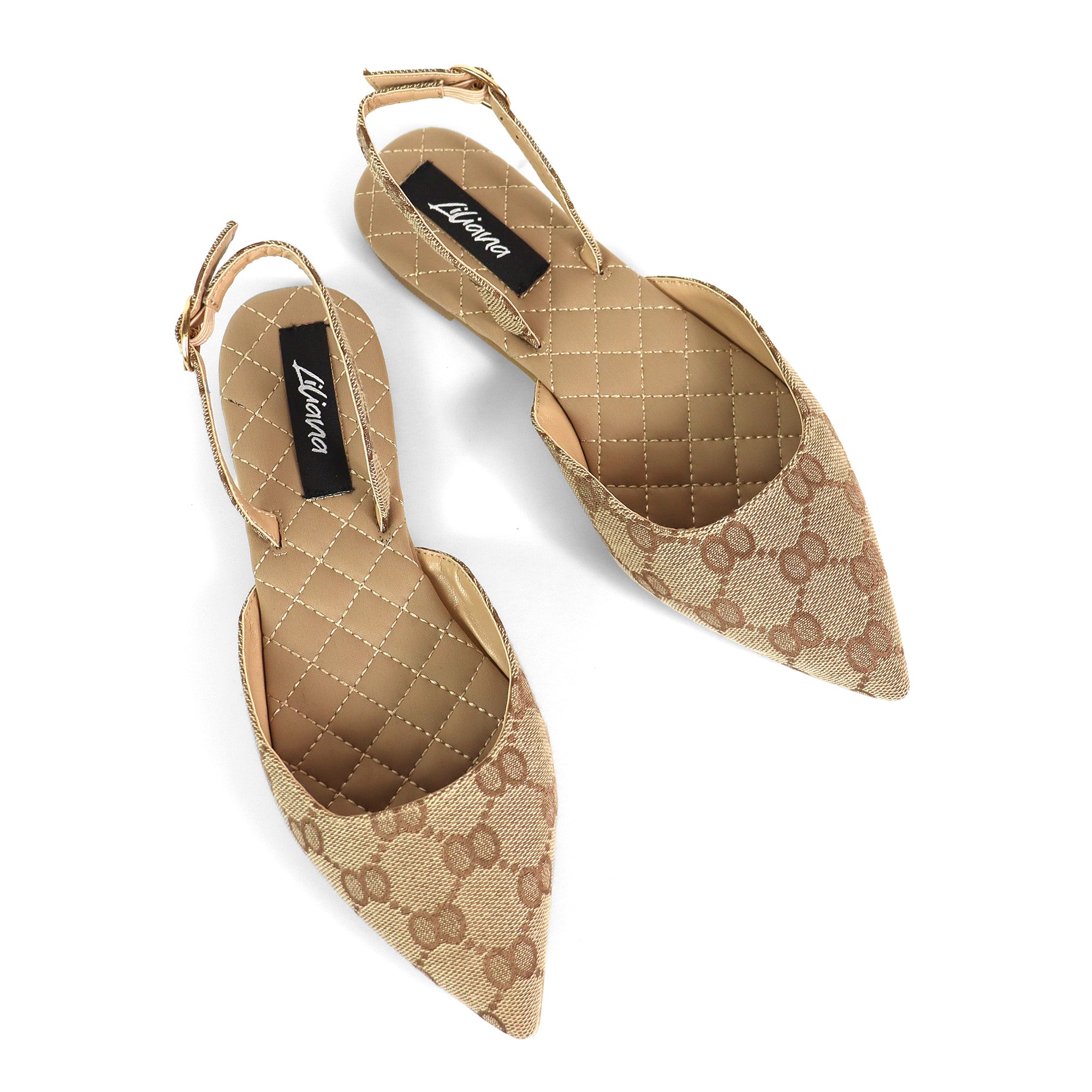 RUCHEL-1 POINTED TOE SLINGBACK FLATS MONOGRAM