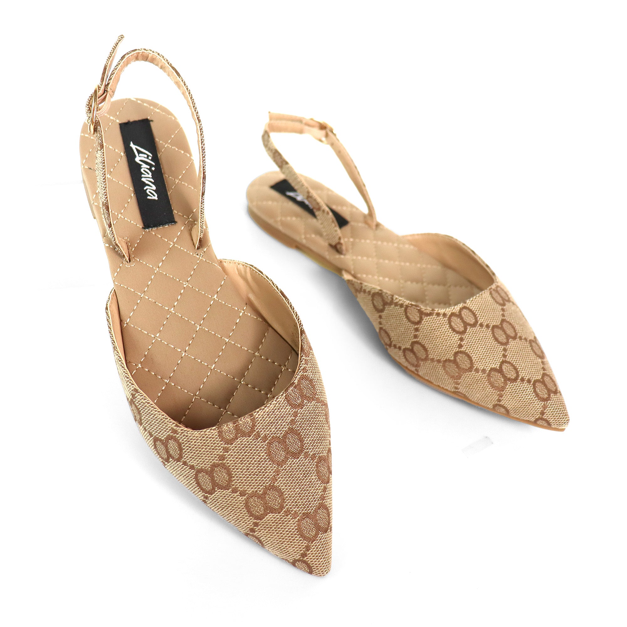RUCHEL-1 POINTED TOE SLINGBACK FLATS MONOGRAM