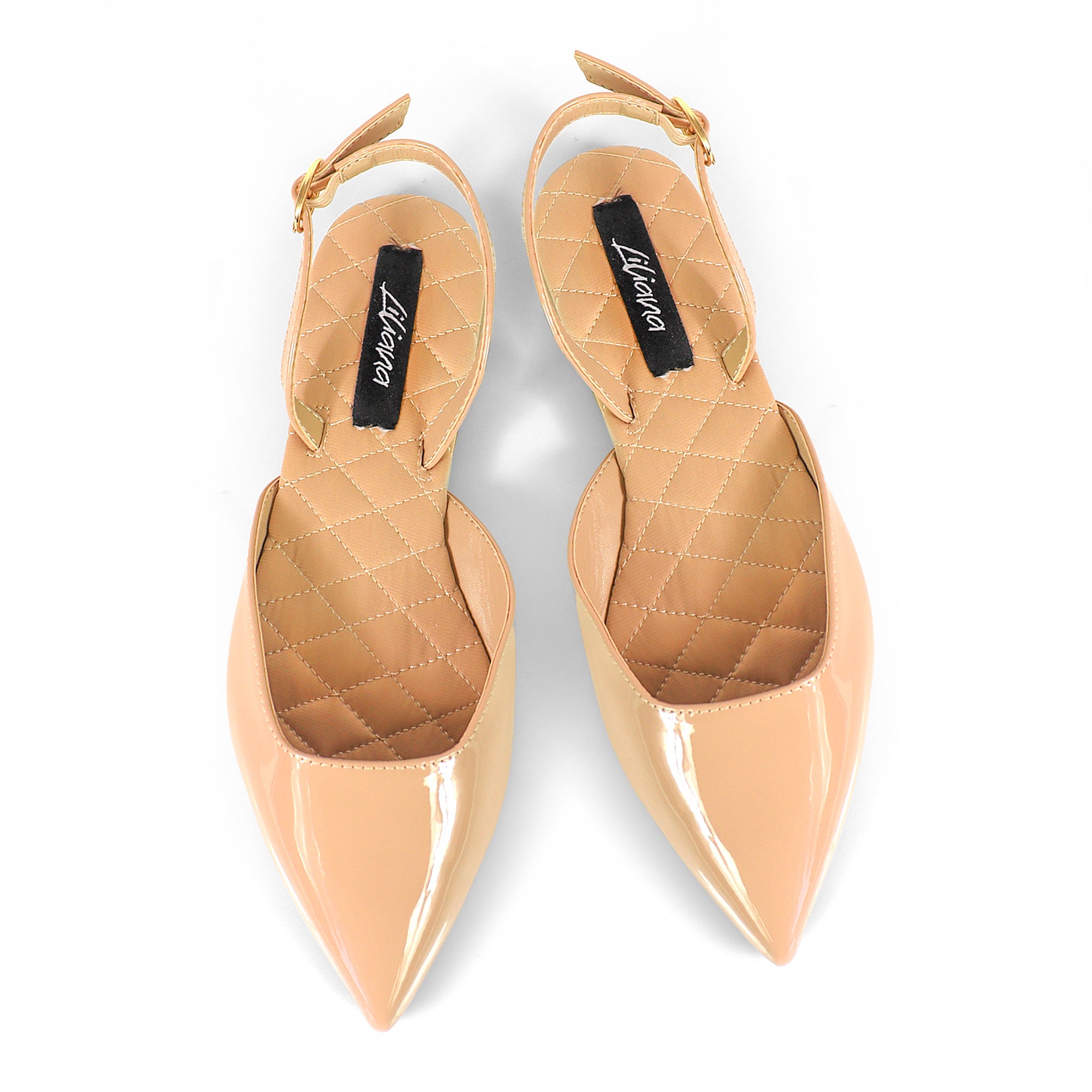 RUCHEL-1 POINTED TOE SLINGBACK FLATS NUDE