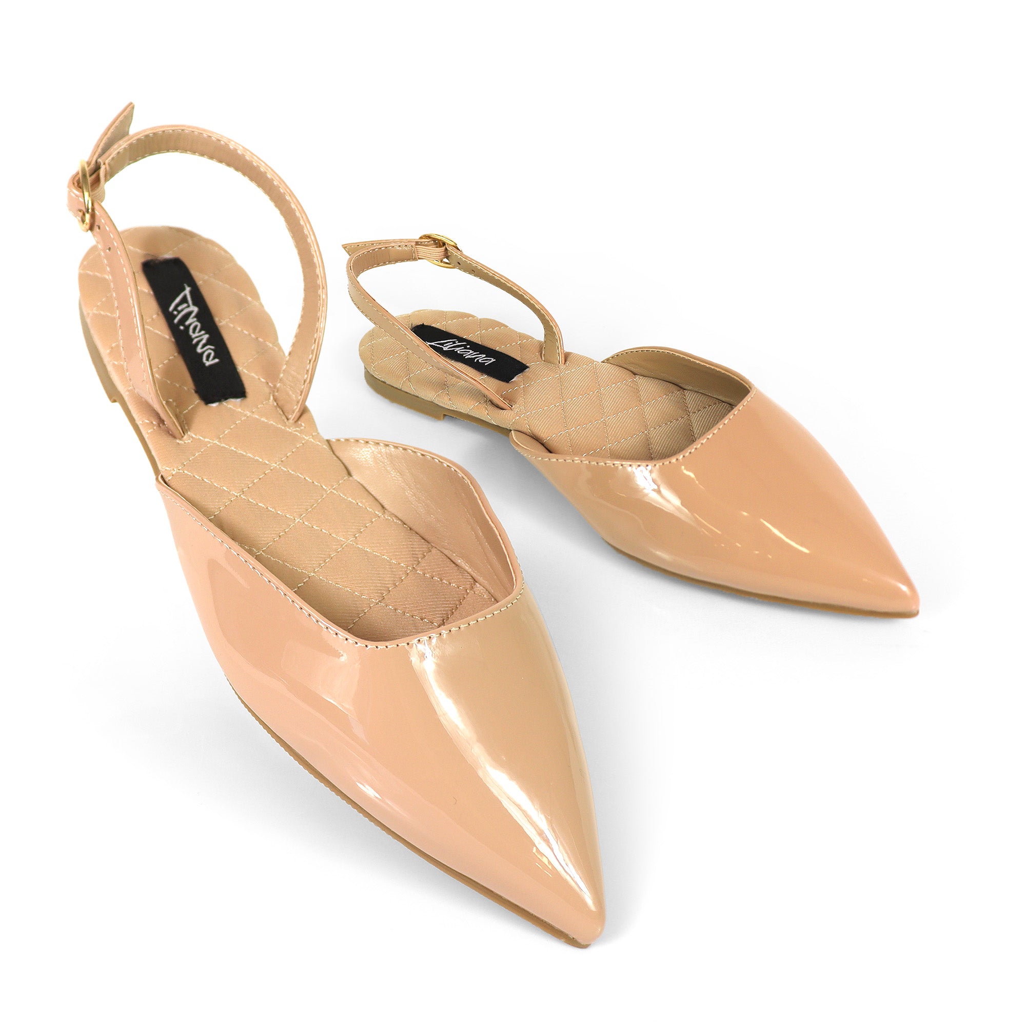 RUCHEL-1 POINTED TOE SLINGBACK FLATS NUDE