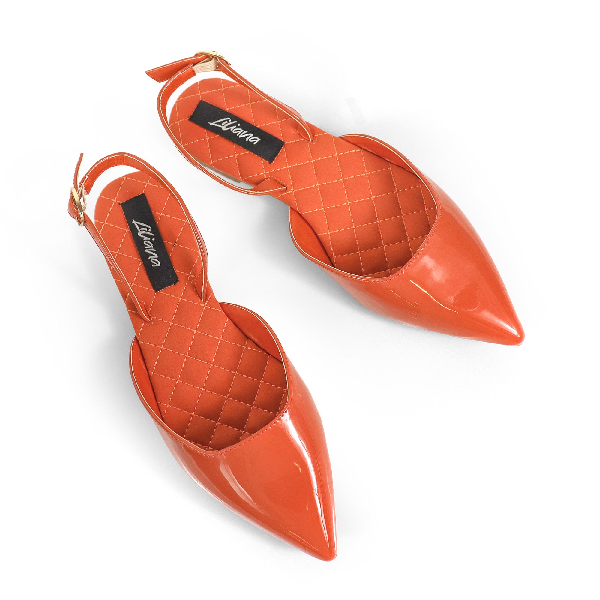 RUCHEL-1 POINTED TOE SLINGBACK FLATS TERRACOTTA